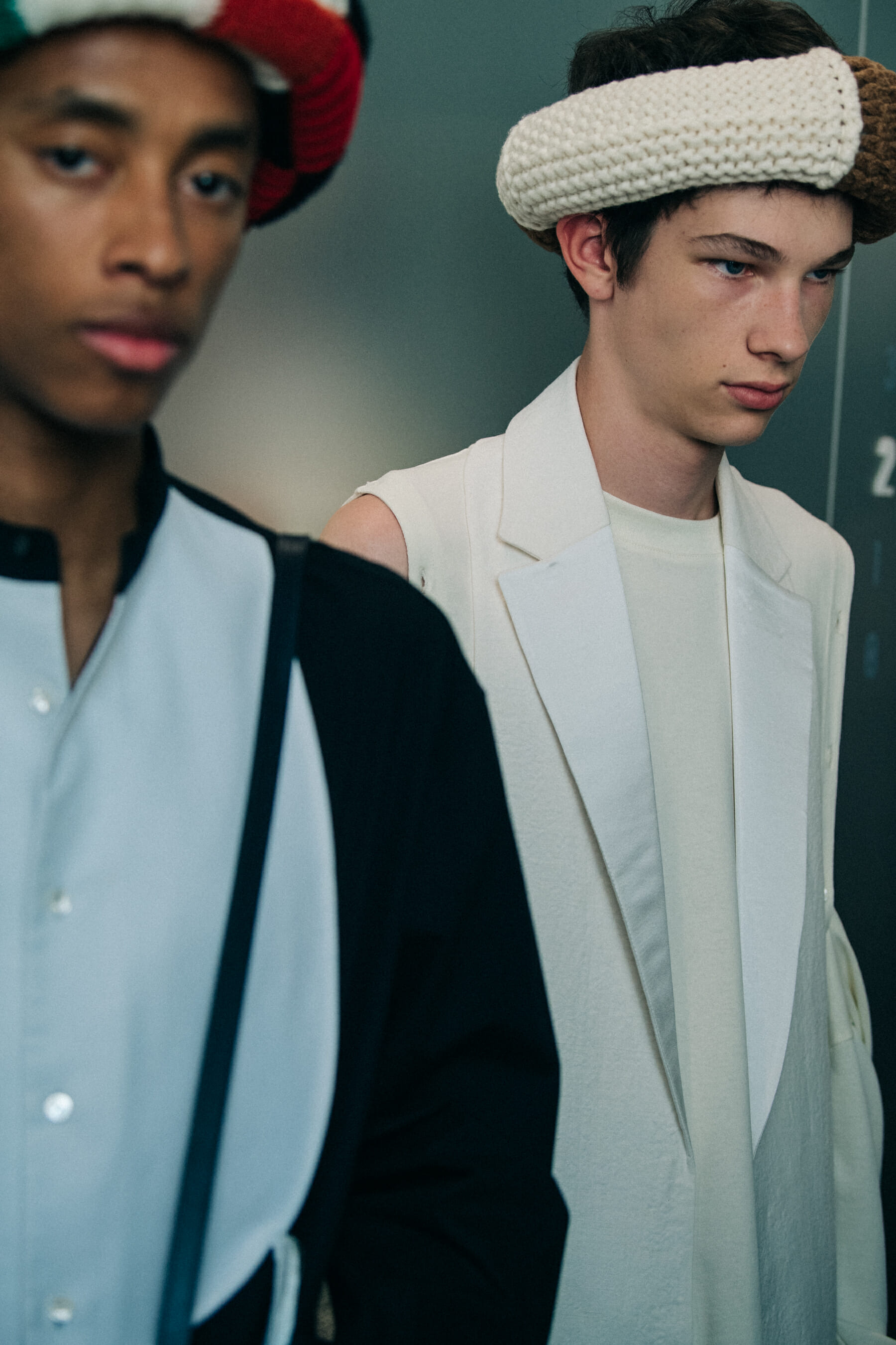 Models wearing wool outfits at JW Anderson