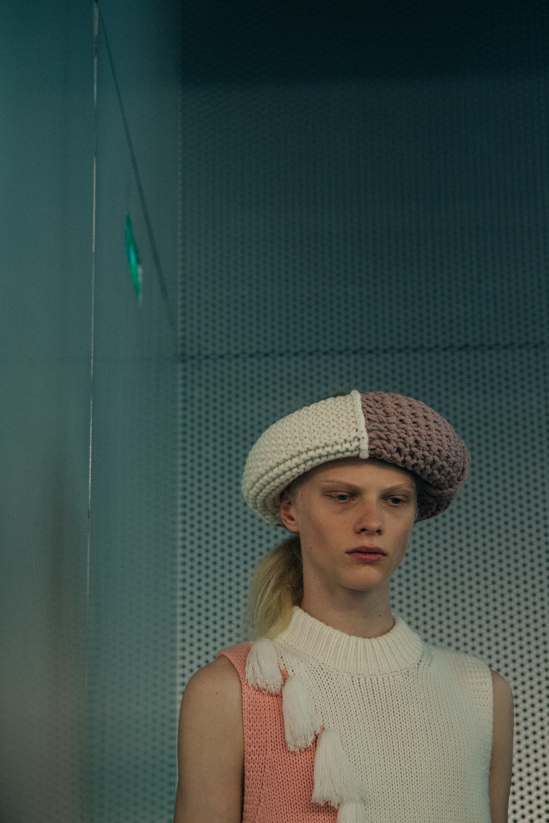 Models wearing wool outfits at JW Anderson