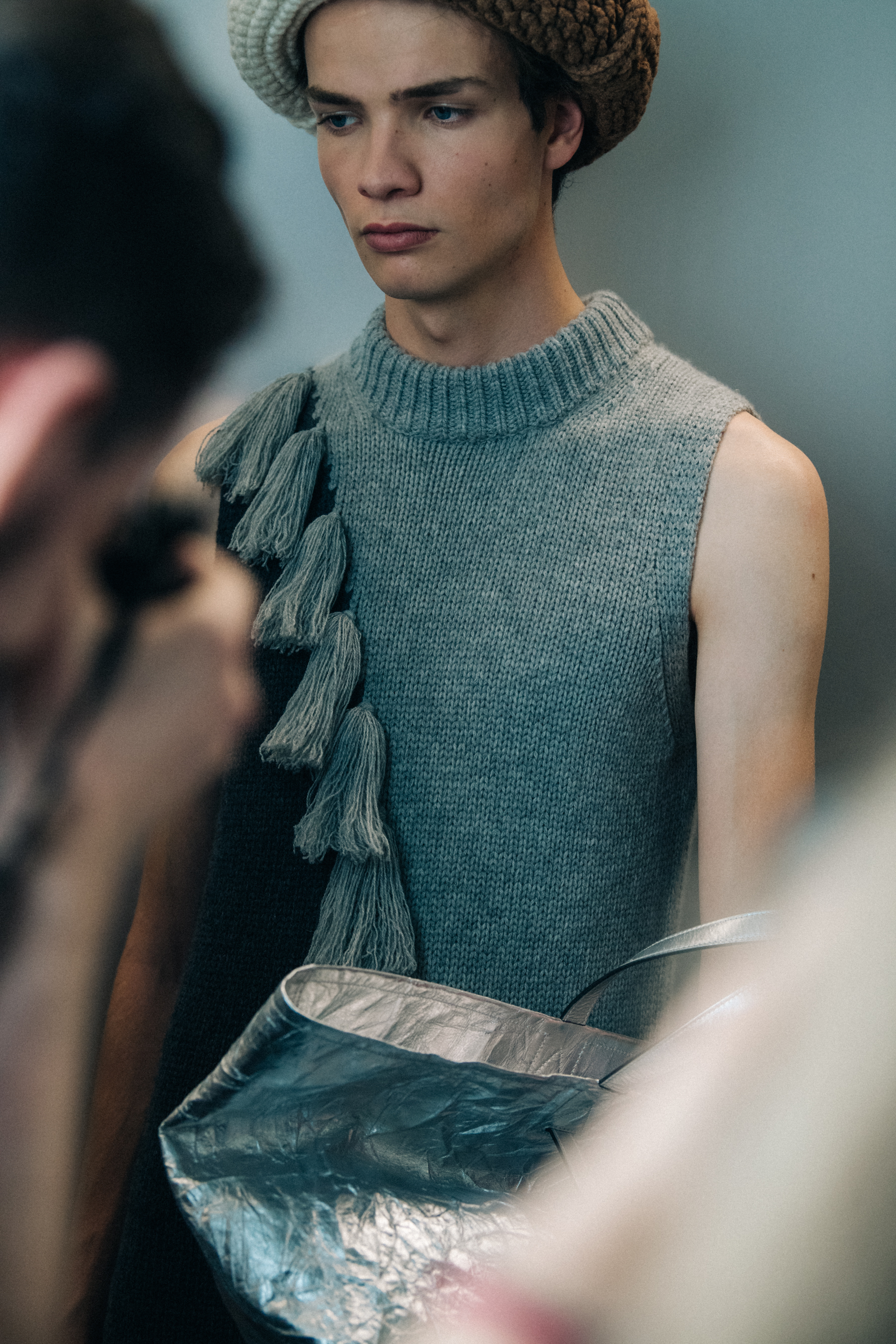 Models wearing wool outfits at JW Anderson
