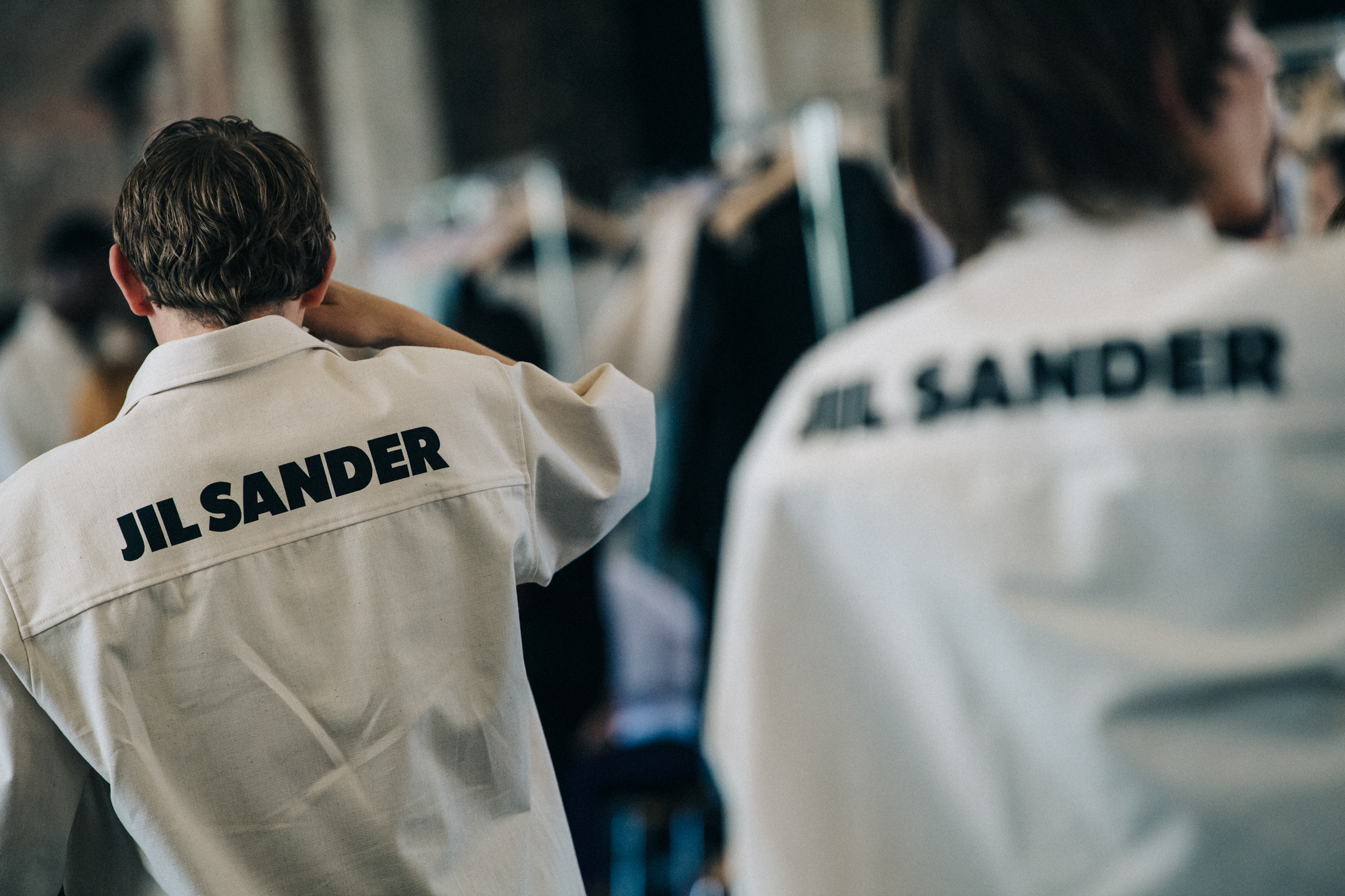 Model in hair and makeup at Jil Sander