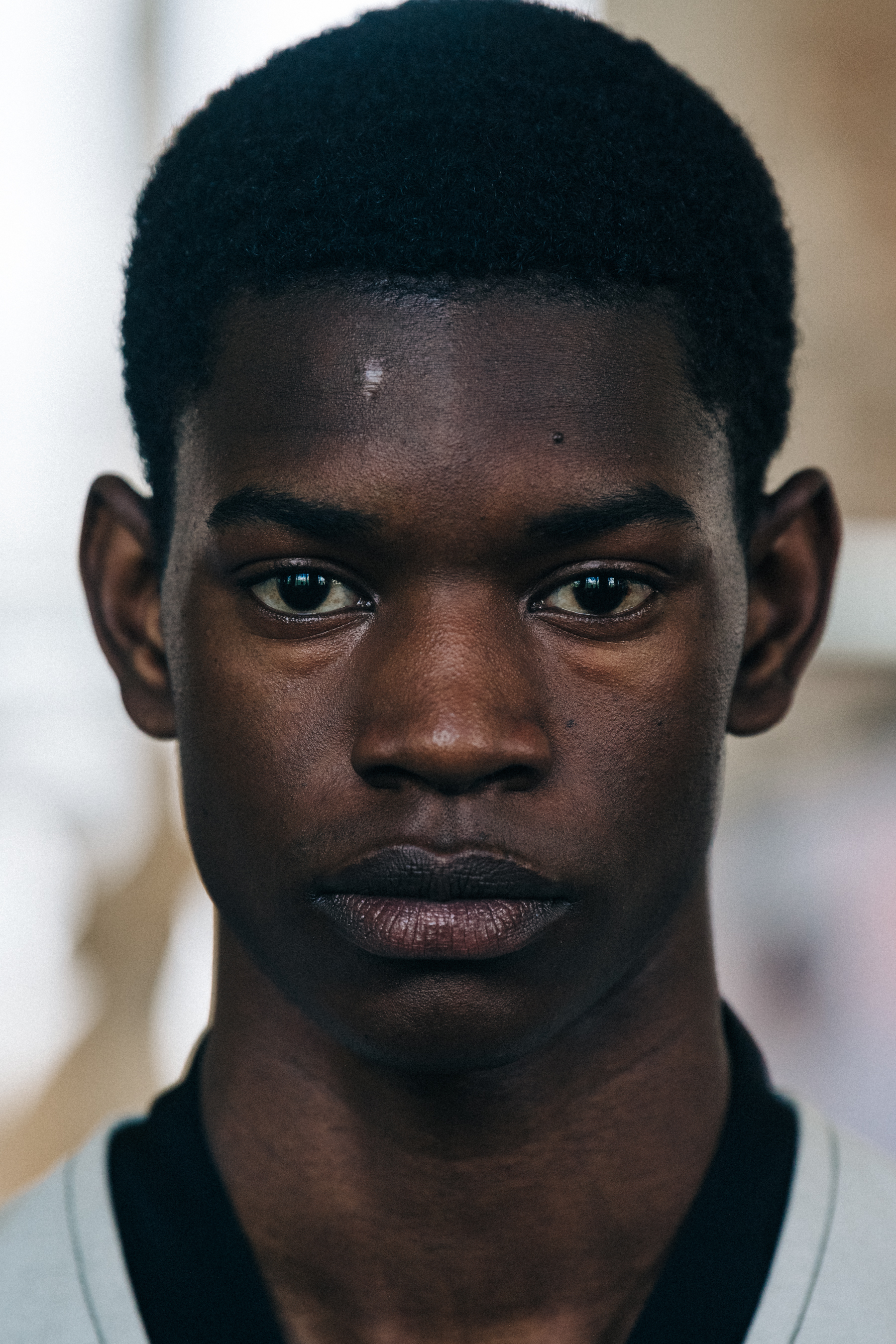 Portrait of model with dark hair