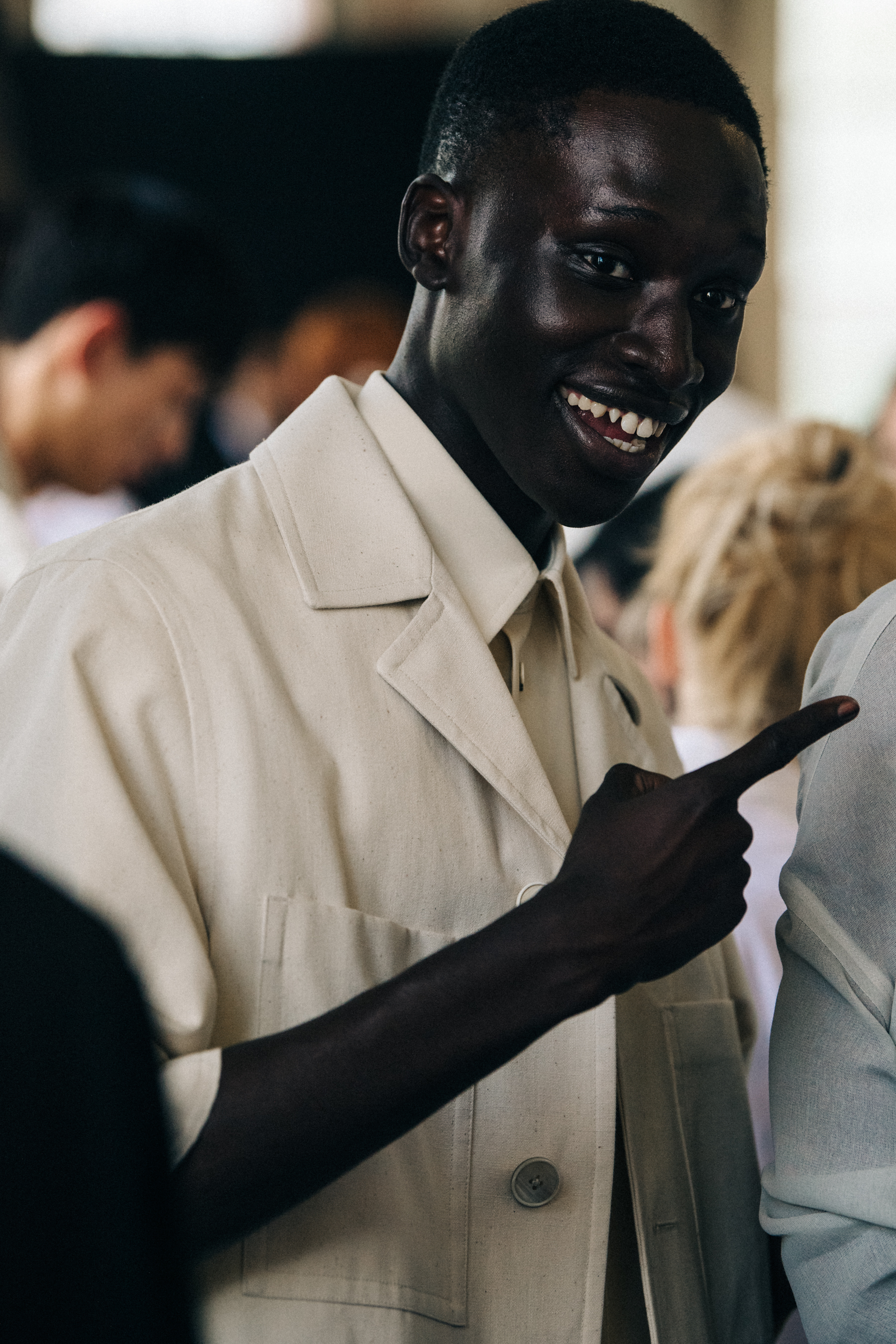 Baba Diop backstage at Jil Sander