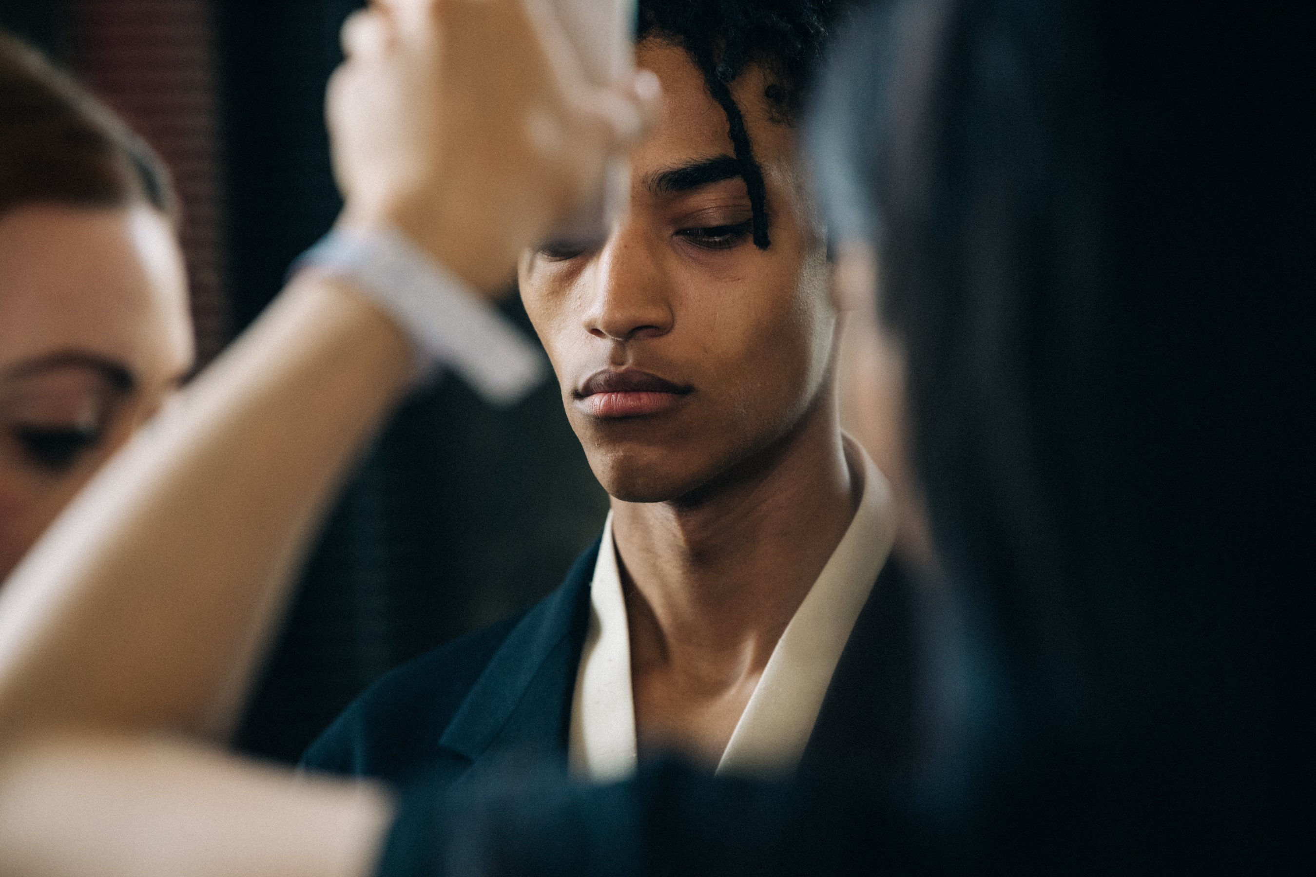 Tristan Cole backstage at Jil Sander