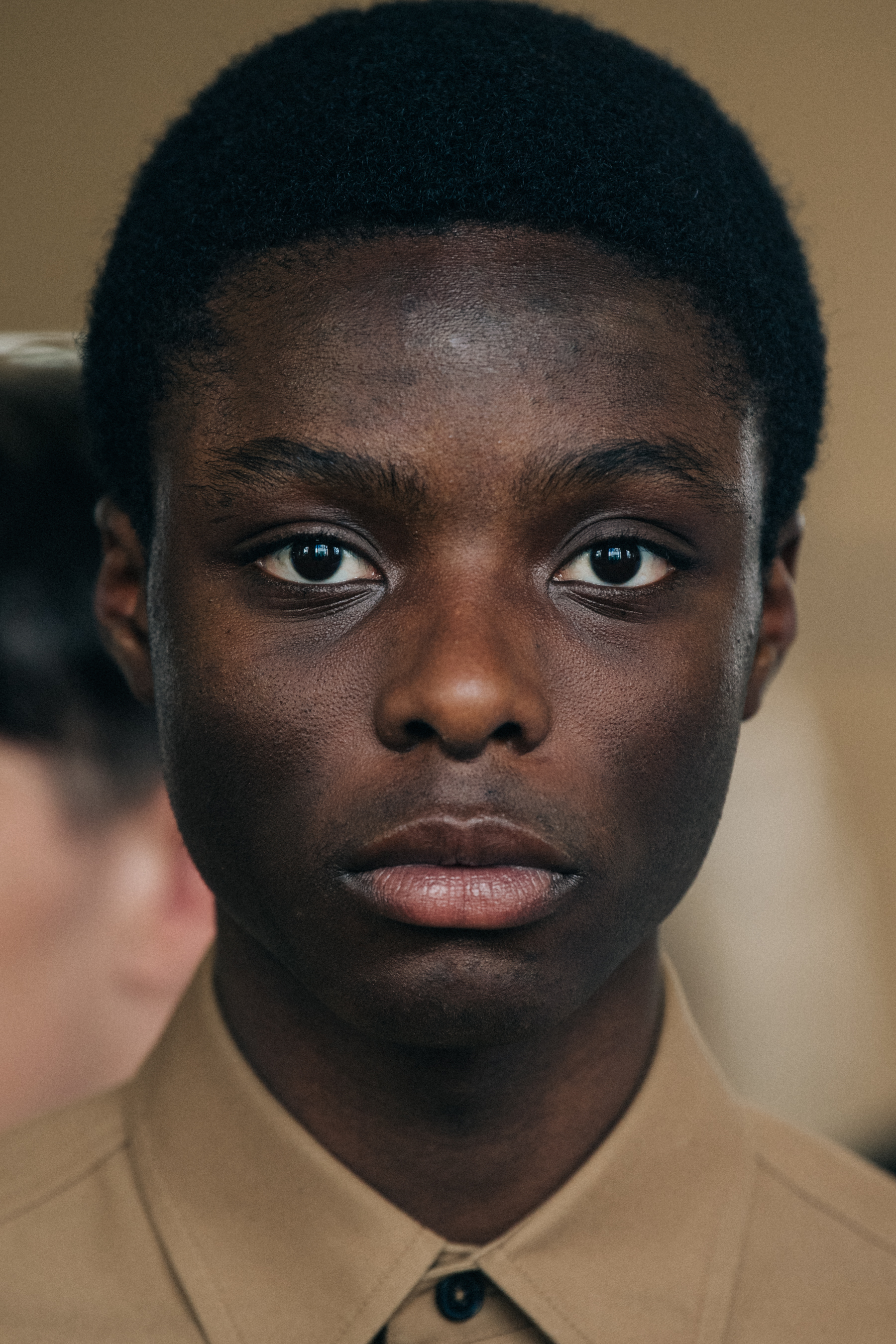 Portrait of model with dark hair