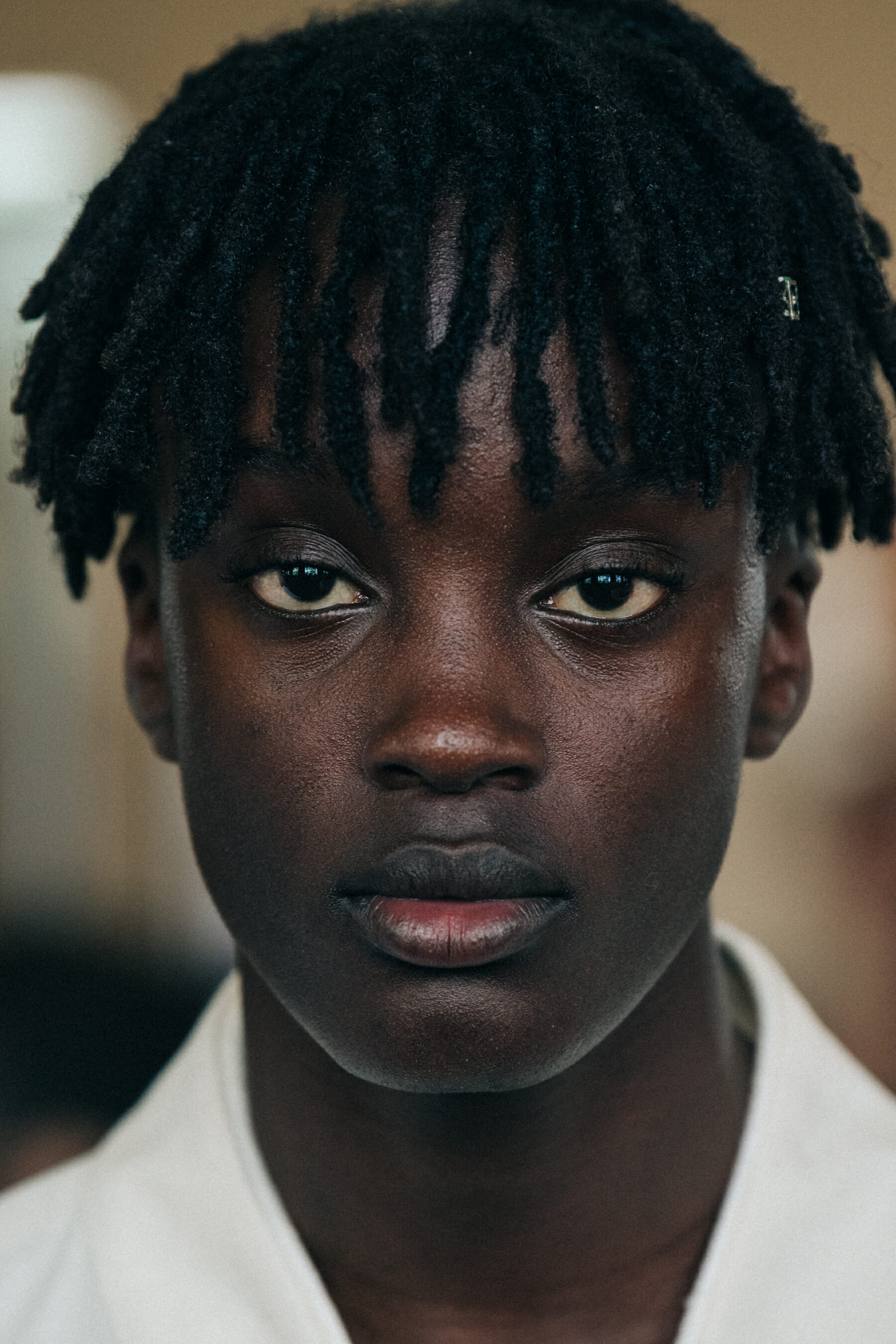 Mo M'bengue backstage at Jil Sander