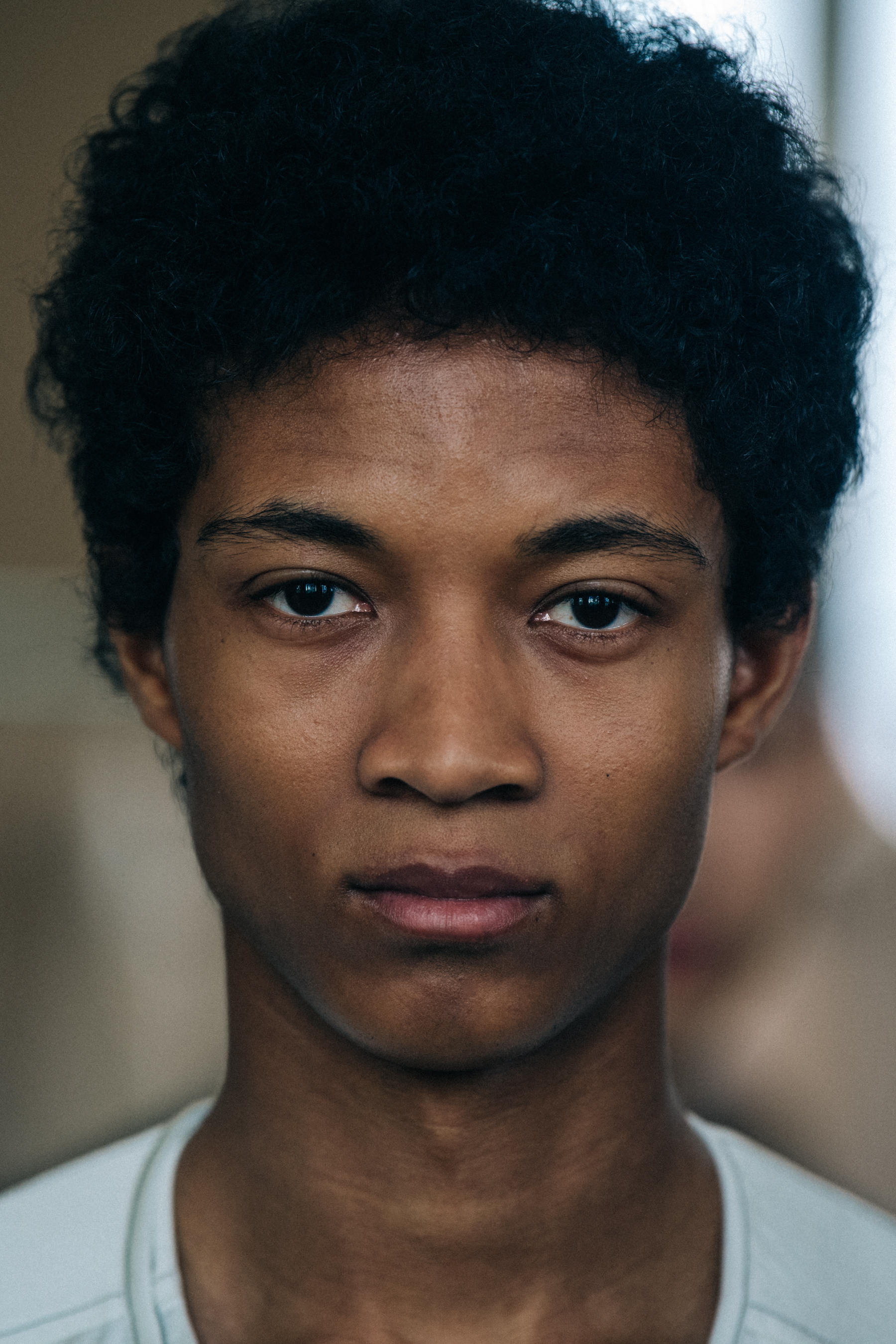 Portrait of model with dark hair