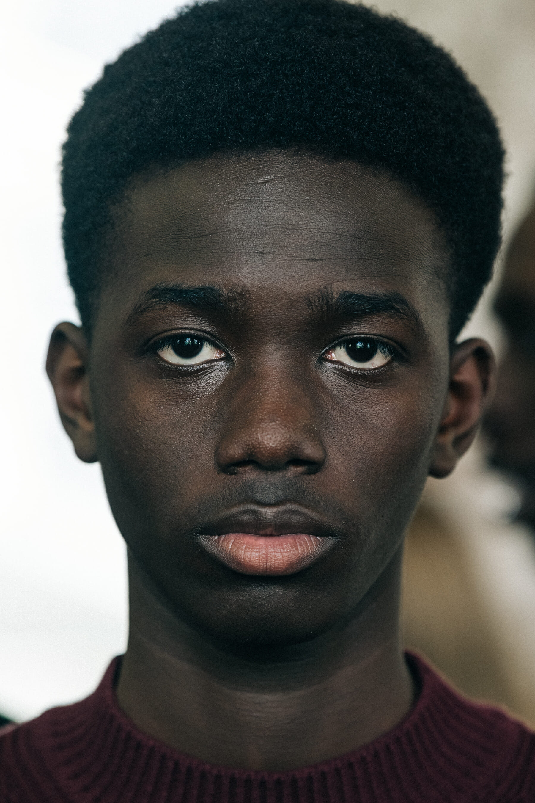 Portrait of model with dark hair