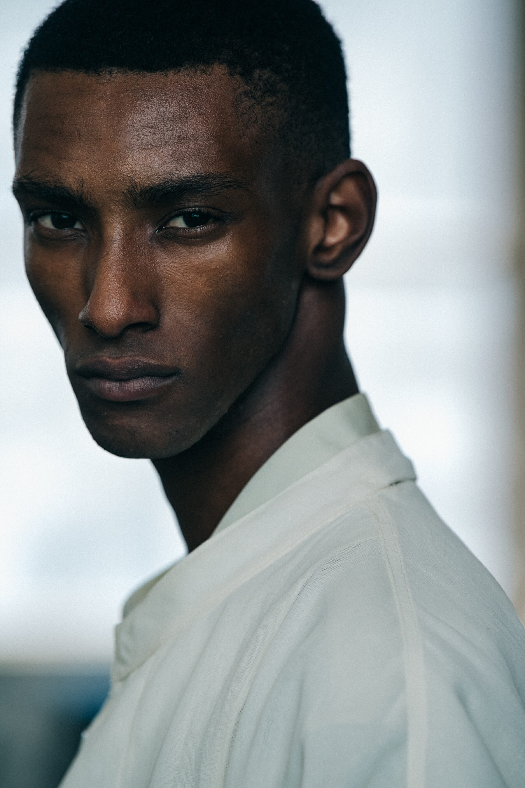 Myles Dominique backstage at Jil Sander