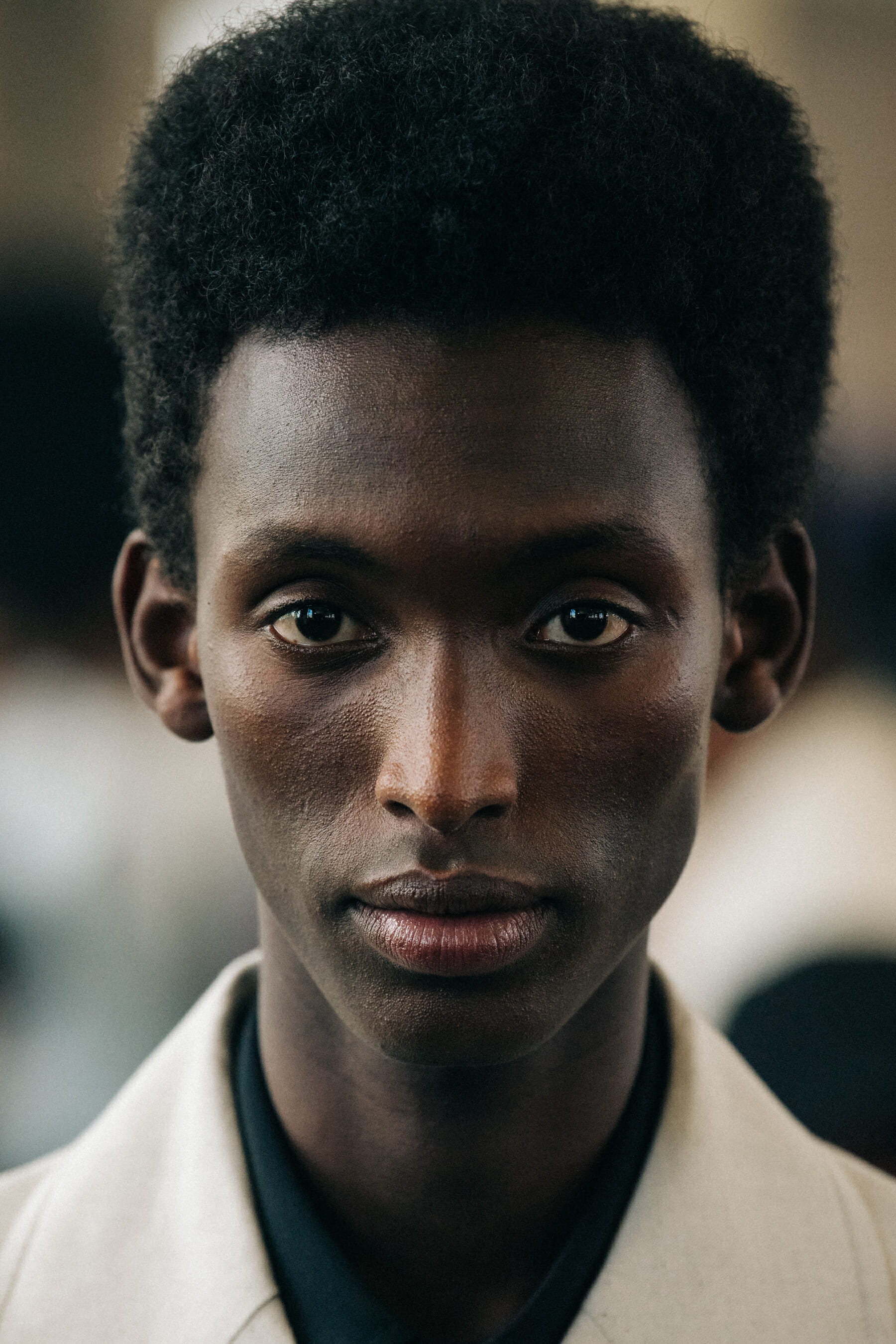 Portrait of model with dark hair