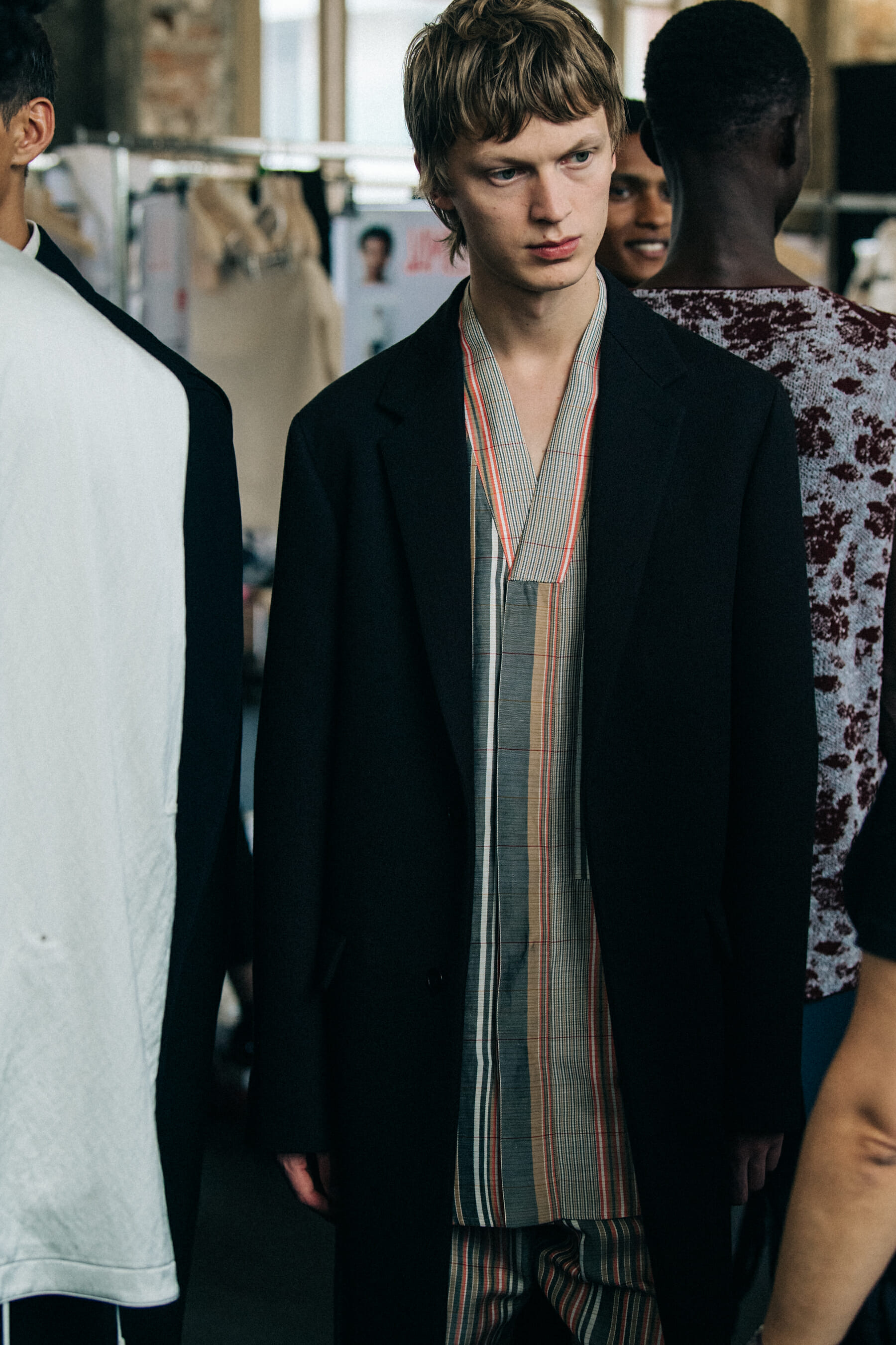 Jonas Gloer backstage at Jil Sander