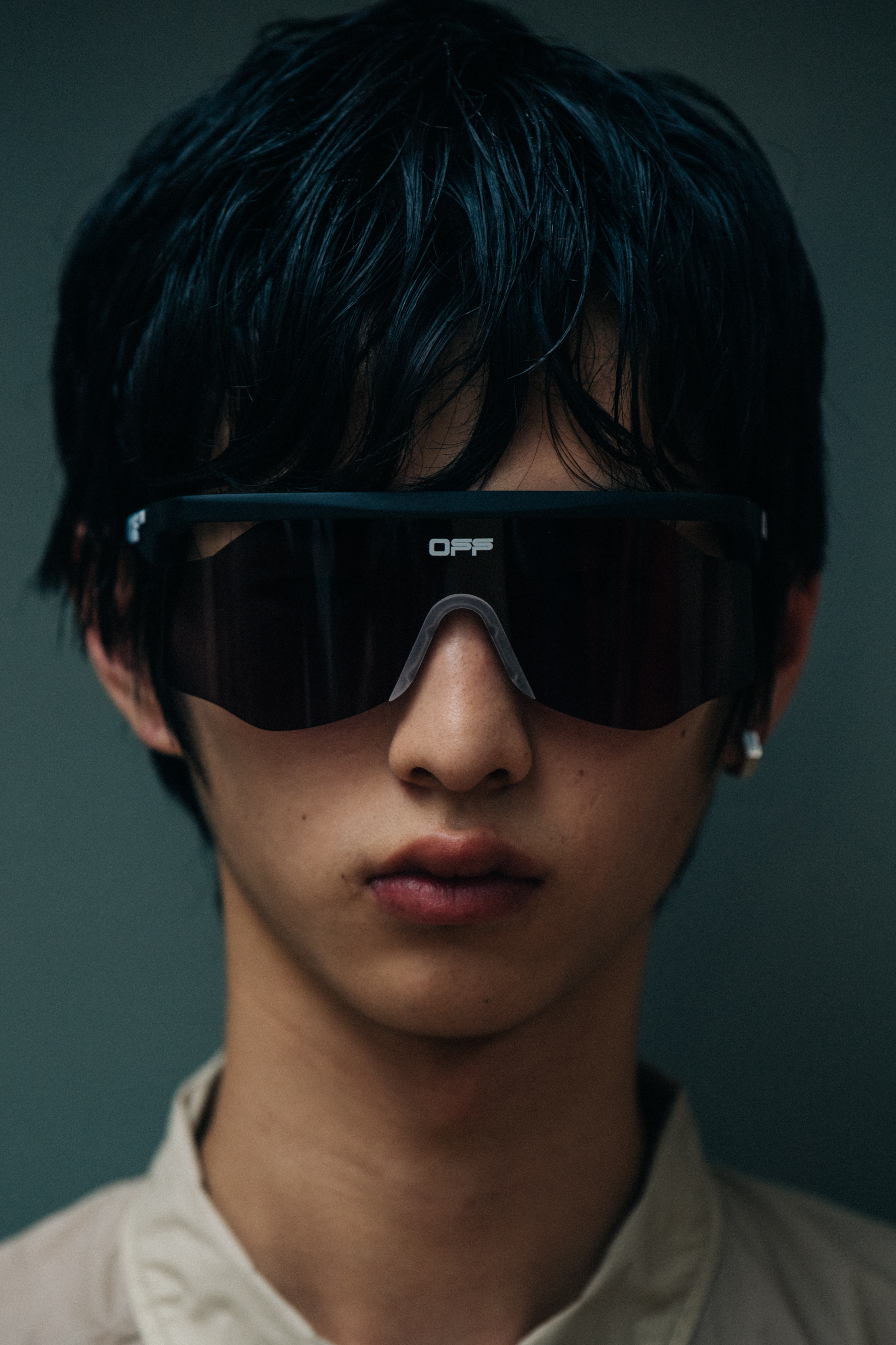 Portrait of model wearing sunglasses