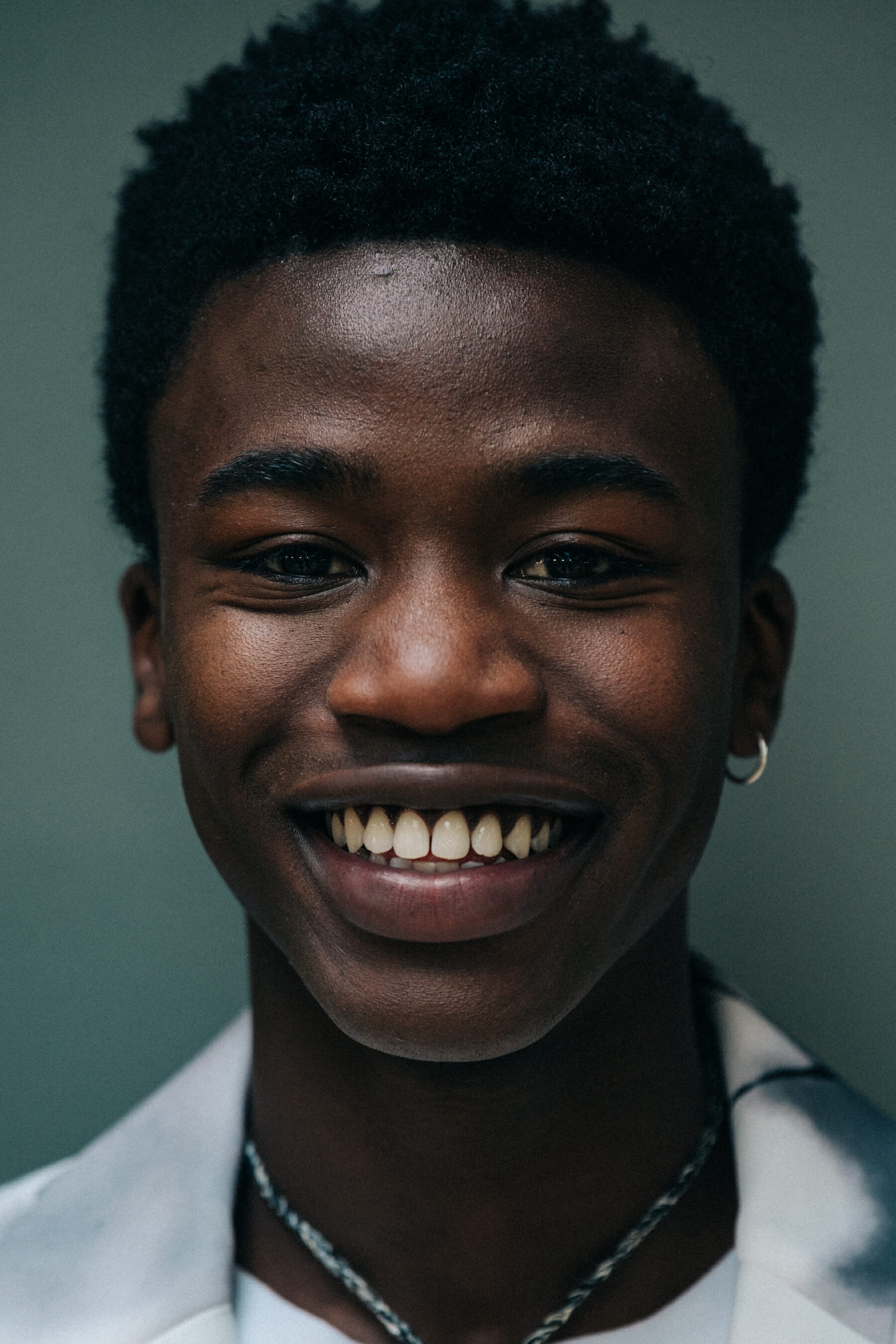Portrait of model smiling