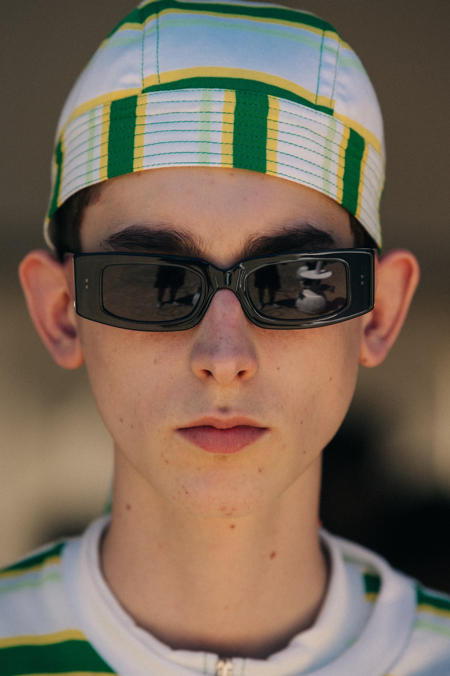 Portrait of model wearing glasses
