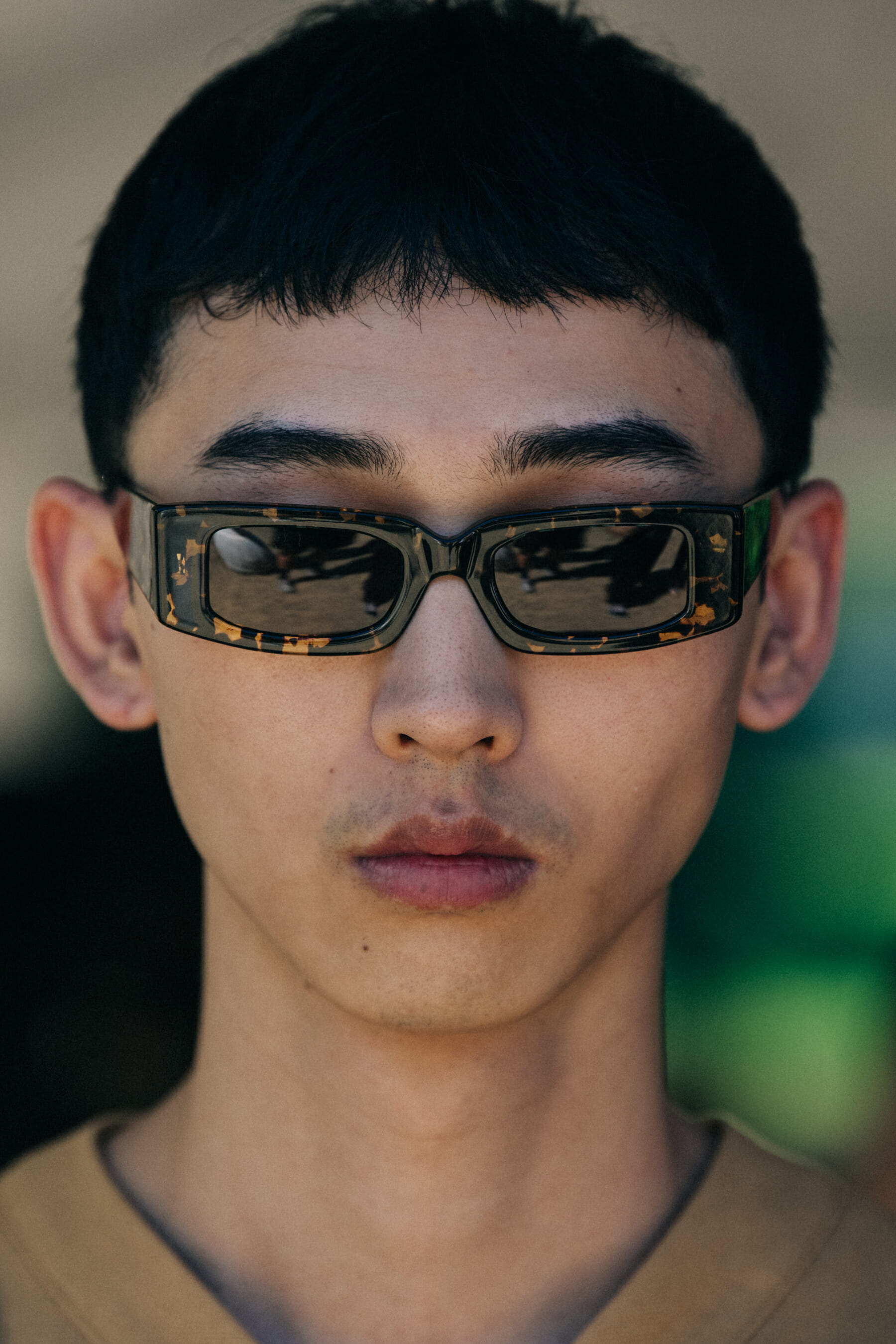 Peng Lu backstage at Sunnei
