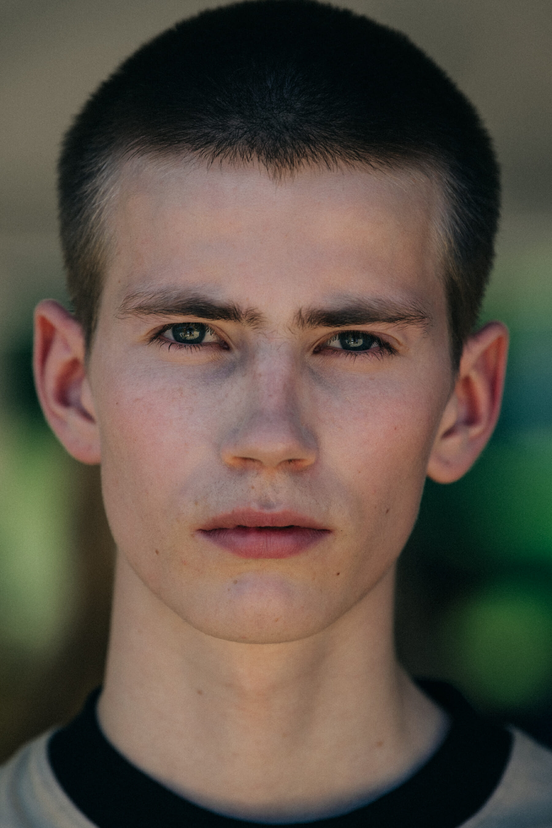 Portrait of model with short hair