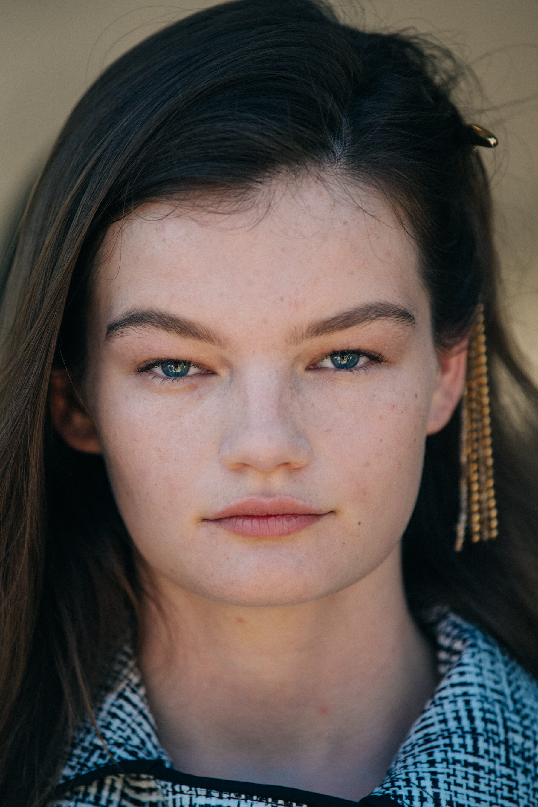 Portrait of model wearing hairclip