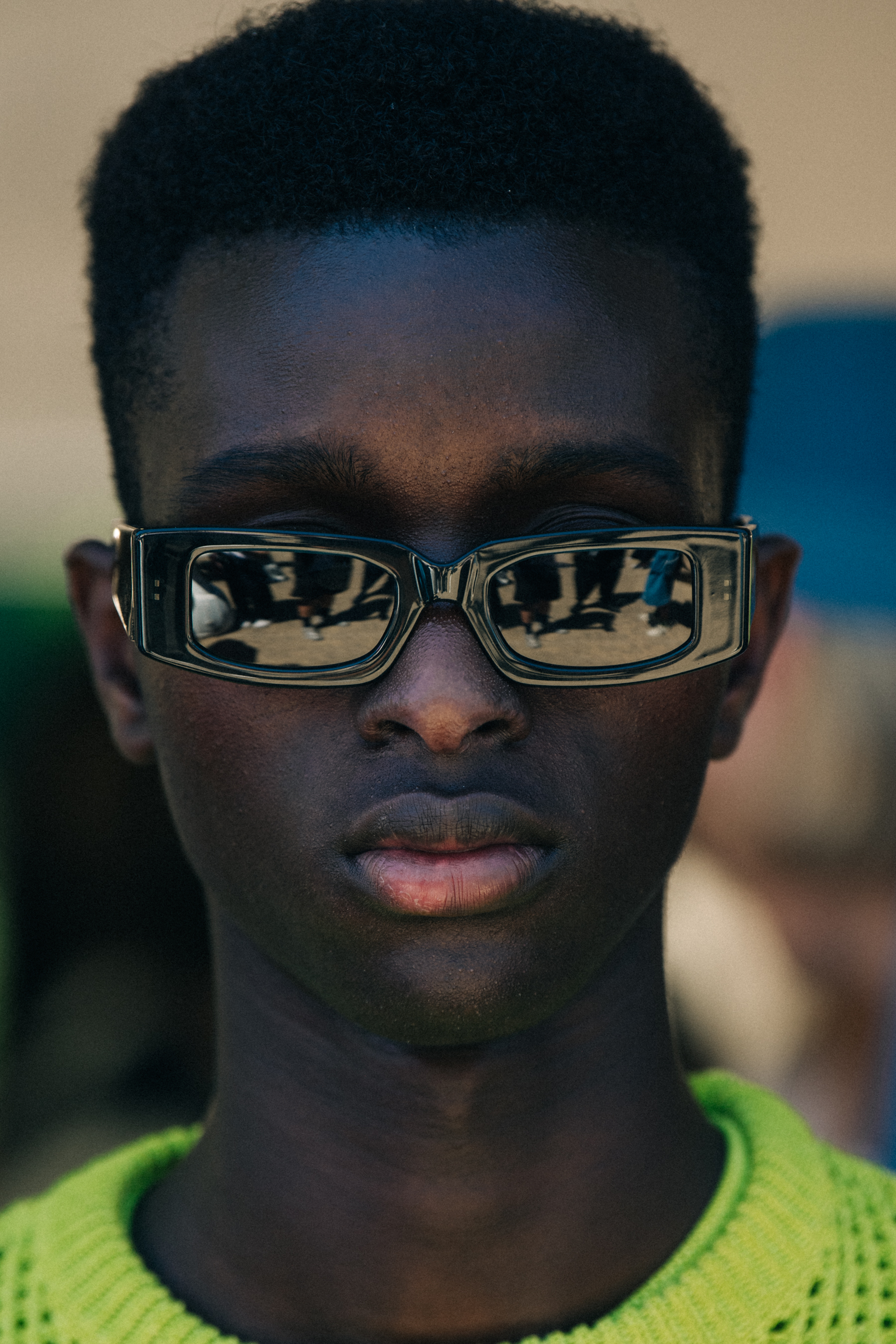 Portrait of model wearing glasses
