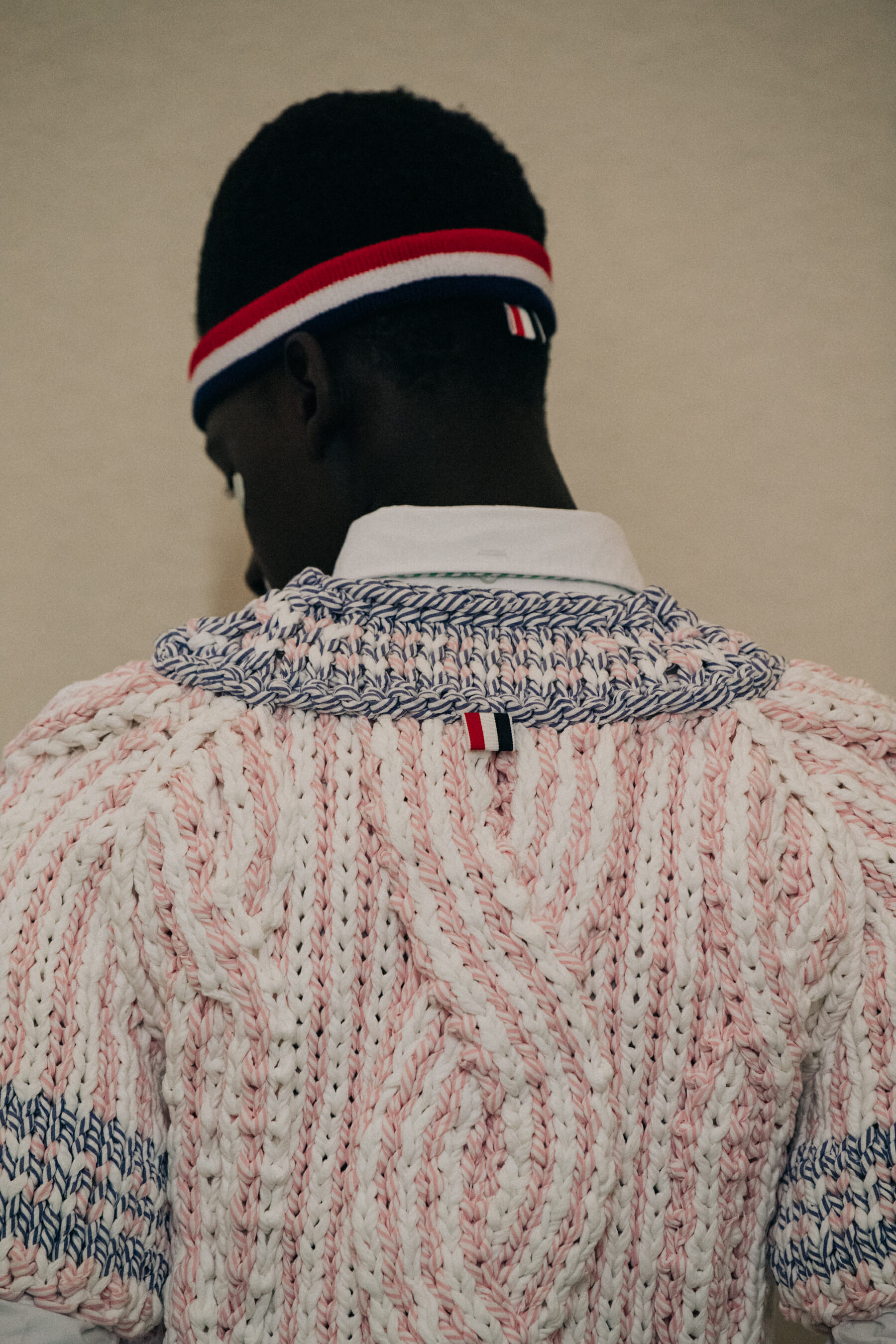 Tamsir Thiam backstage at Thom Browne