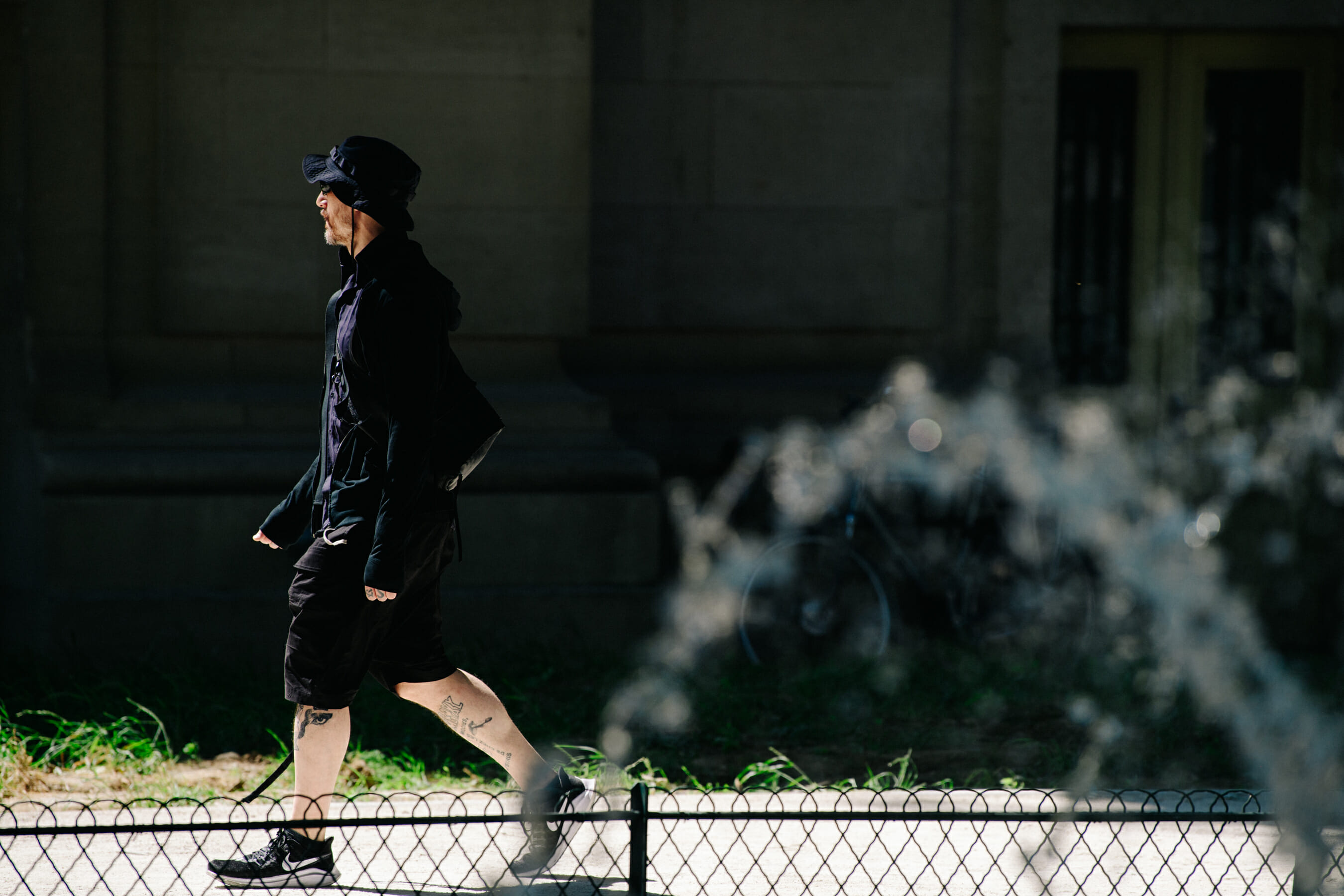 Man wearing black bucket hat