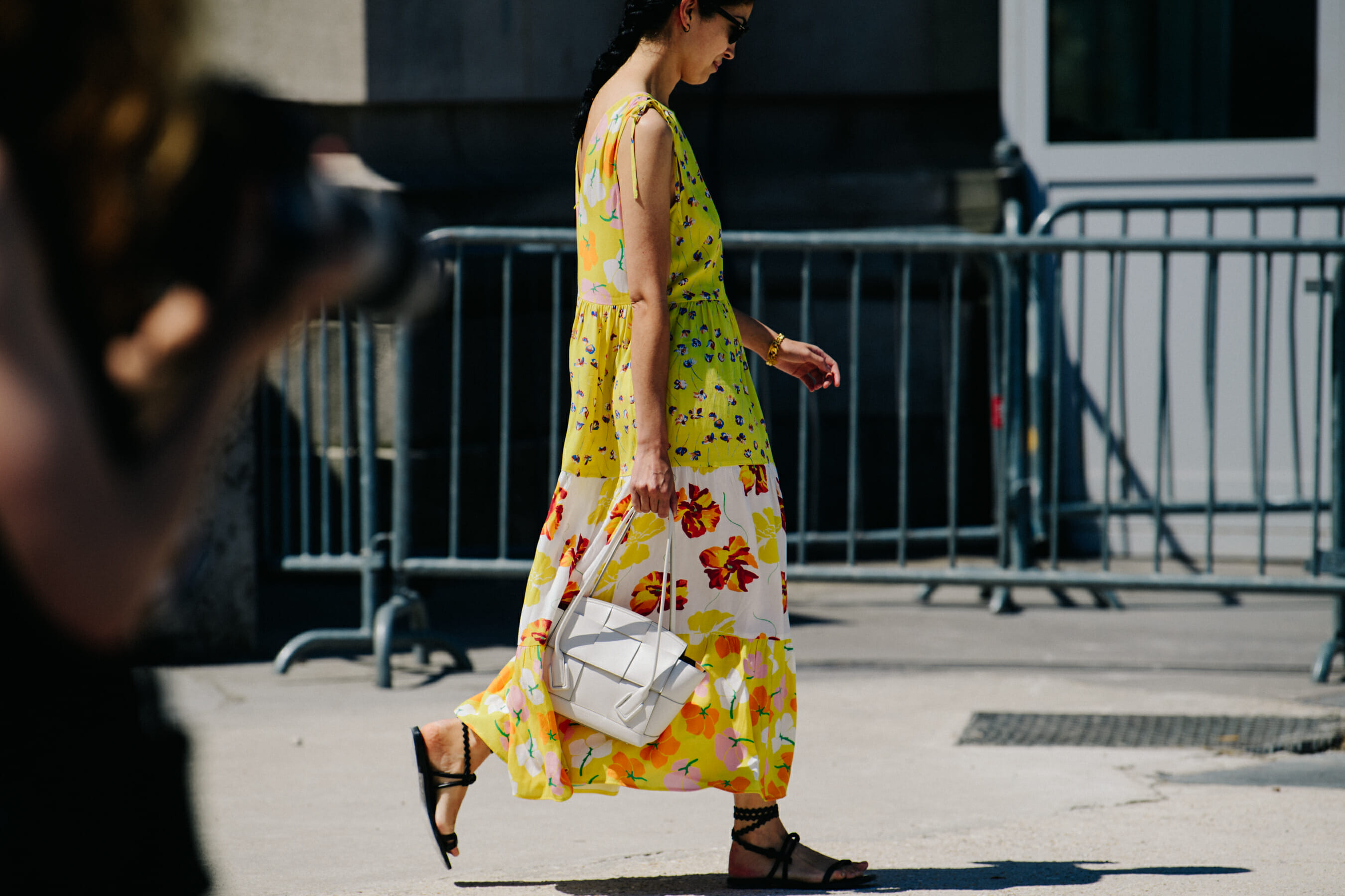 Woman wearing yellow dress