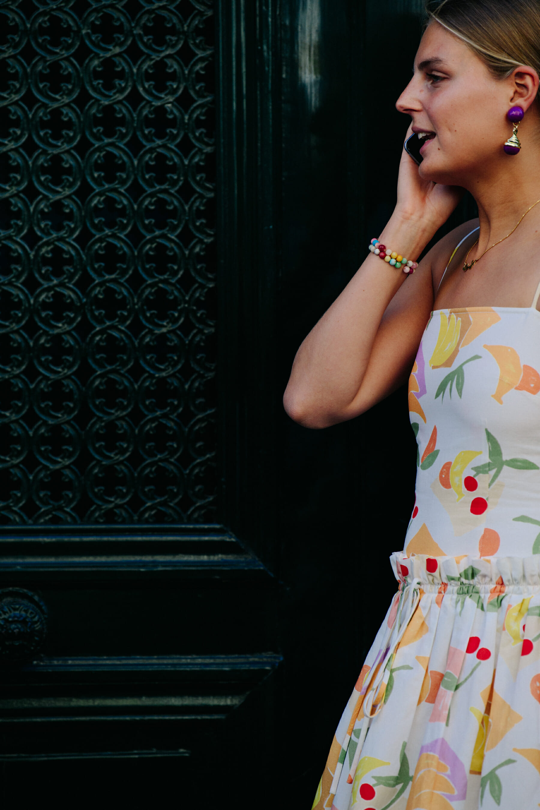 Woman wearing floral dress