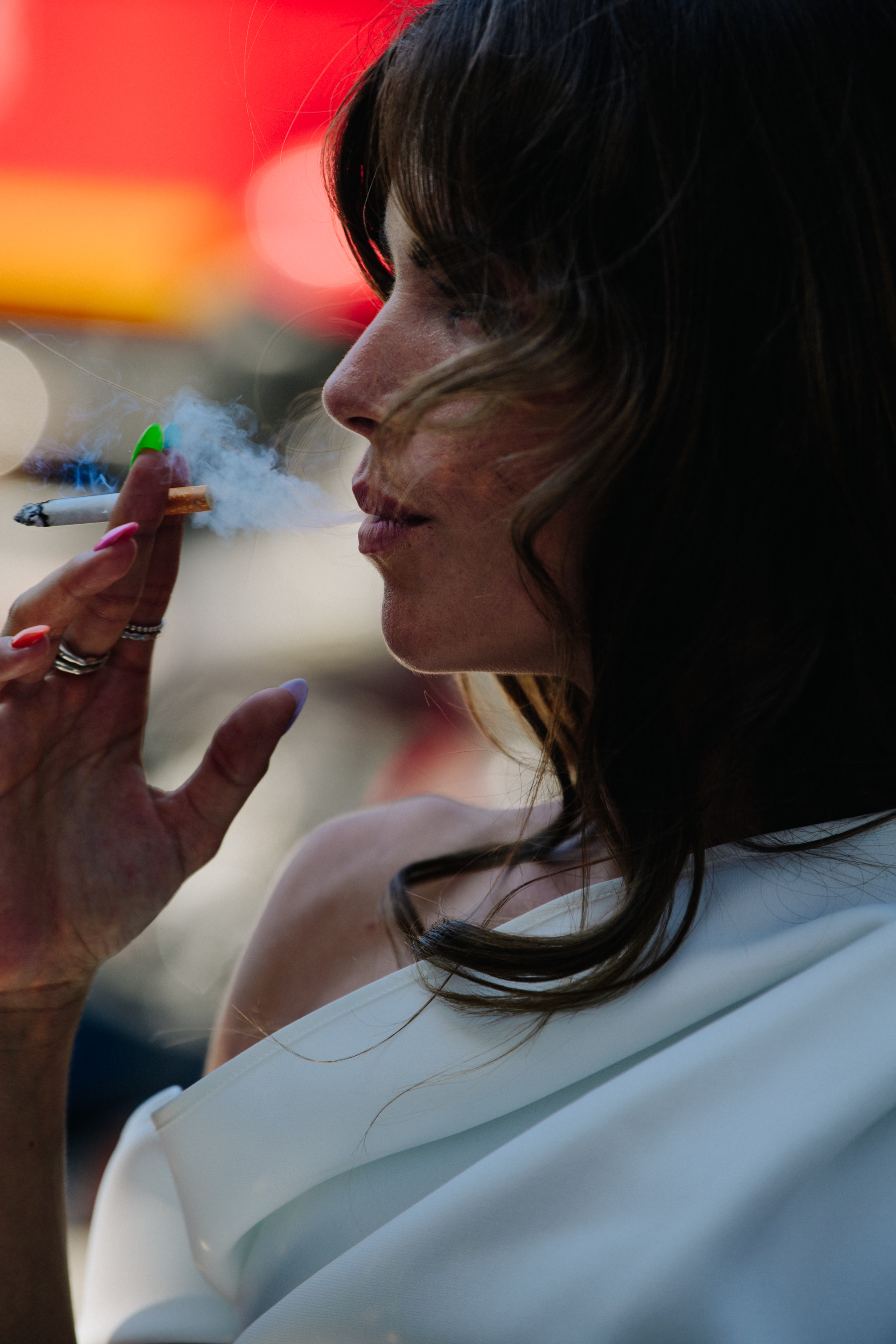 Woman smoking cigarette