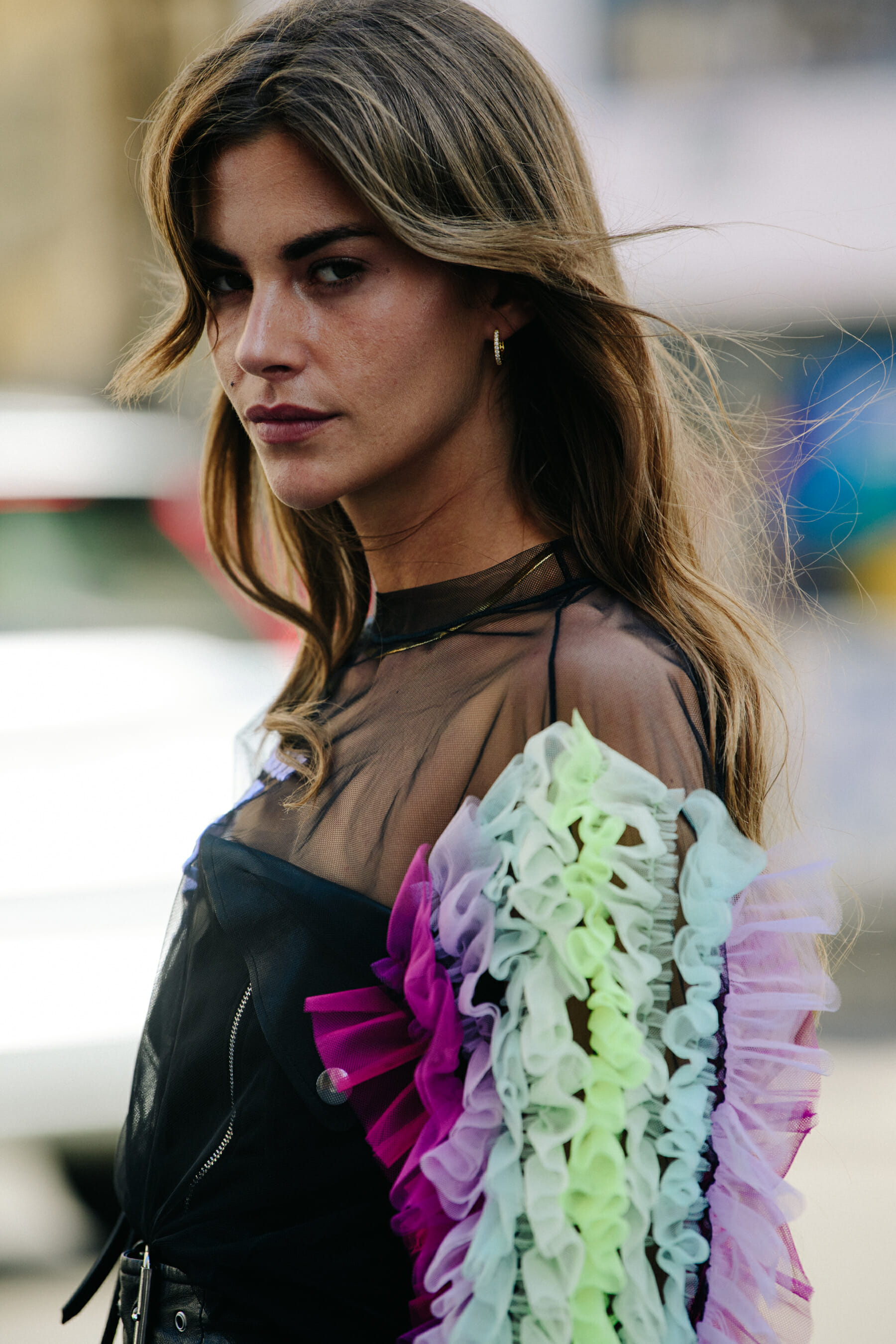 Woman wearing colourful top
