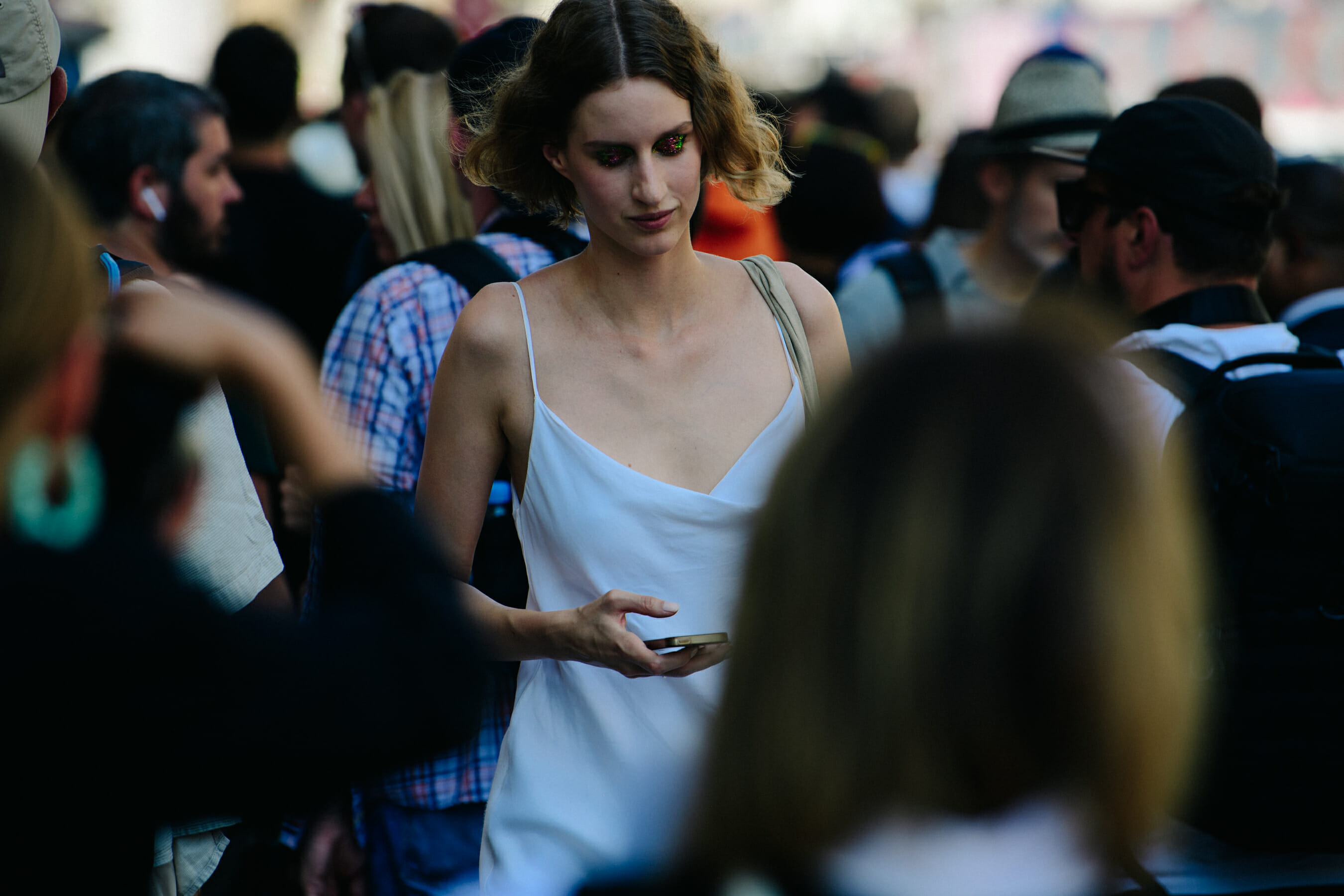 Woman wearing white dress
