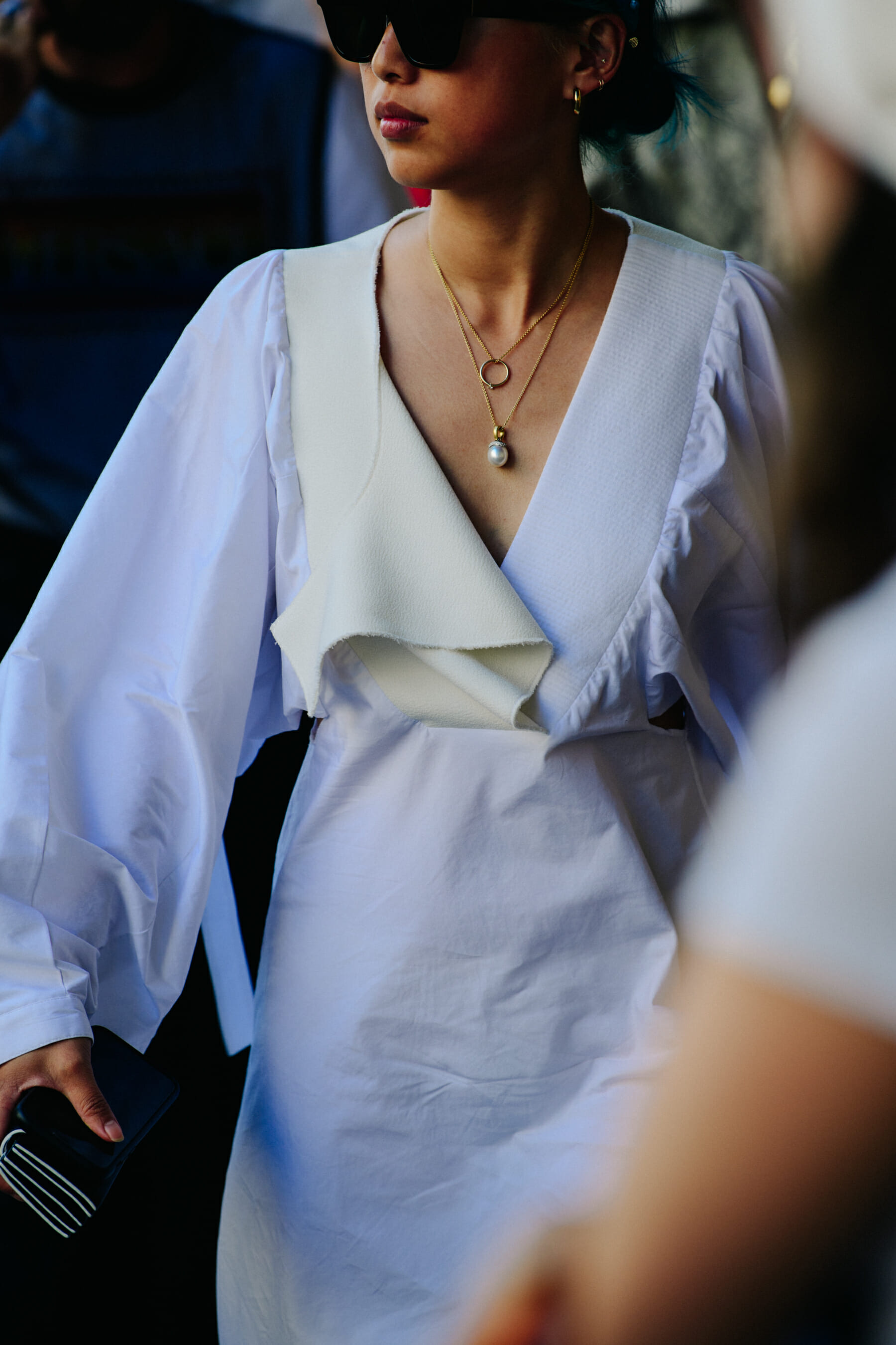 Woman wearing white dress