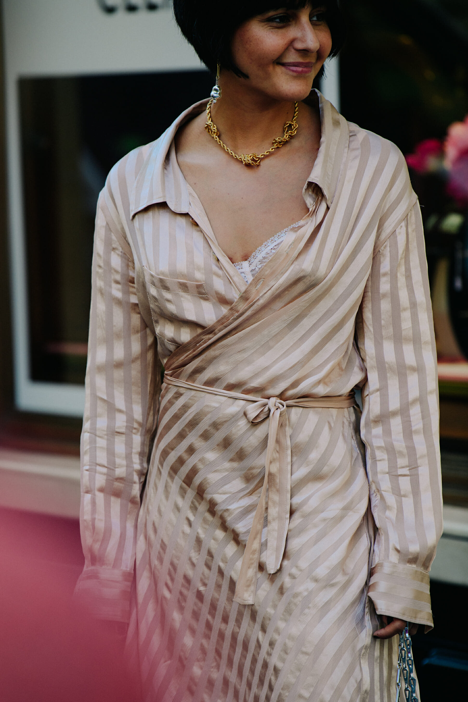 Spanish blogger wearing striped dress