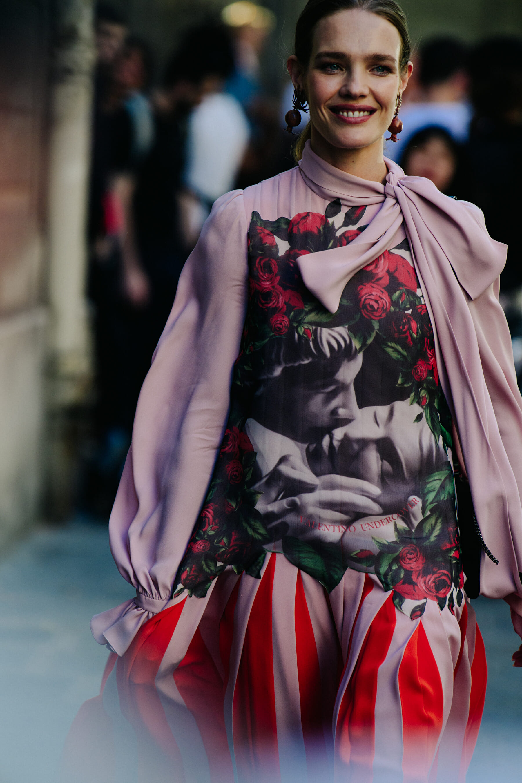 Model wearing pink Valentino dress
