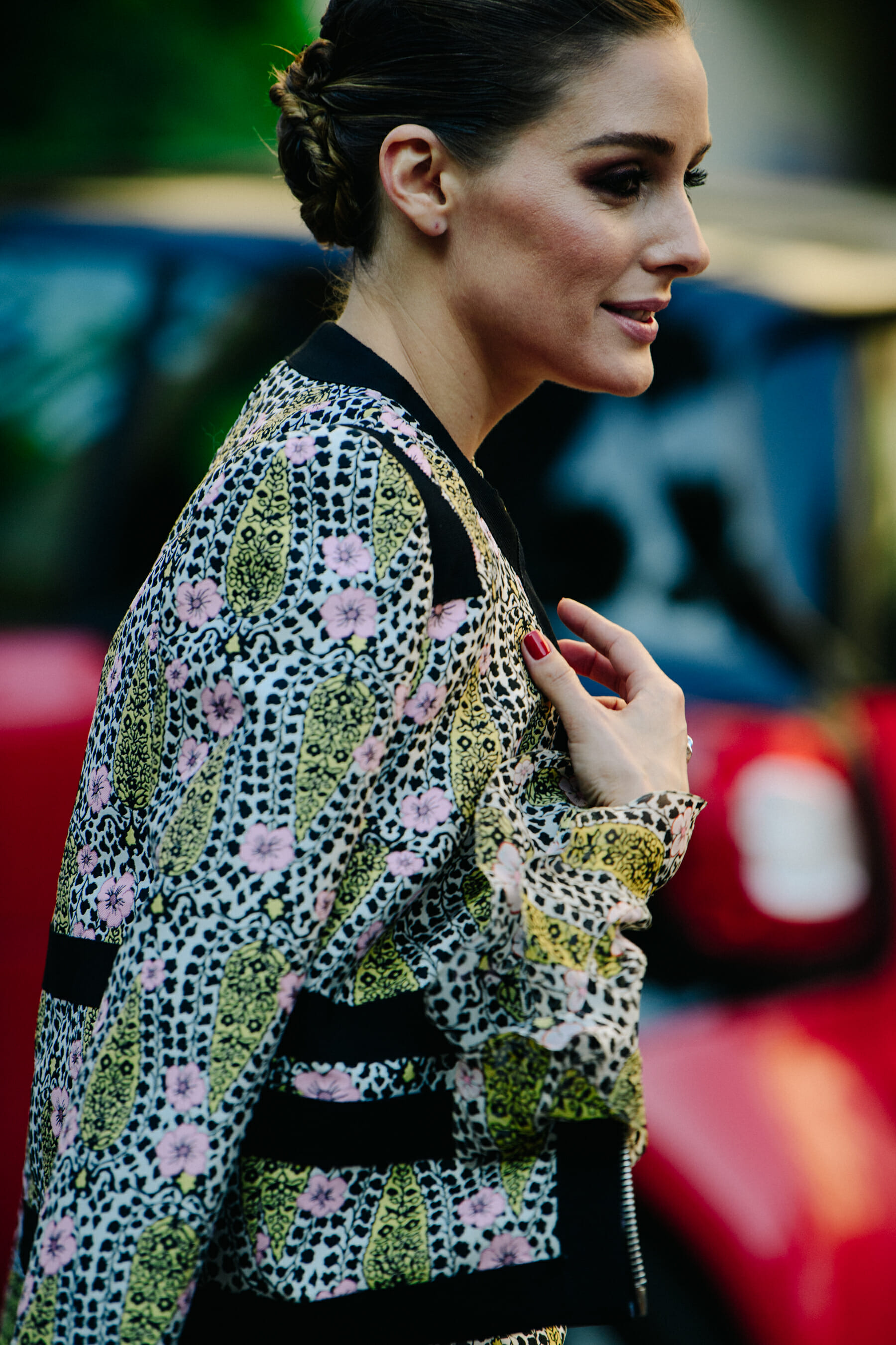 Woman wearing pink jacket