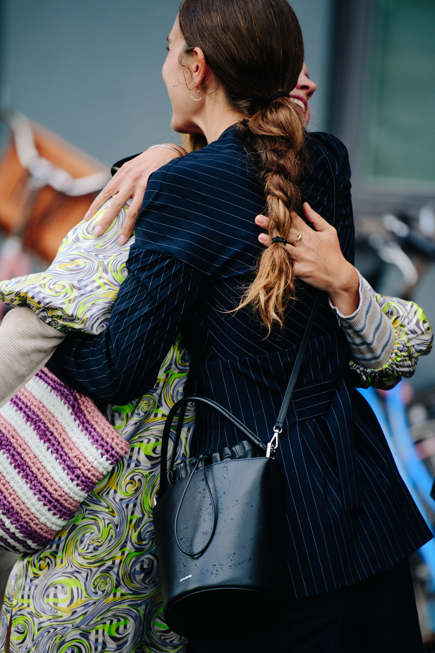 Two women hugging