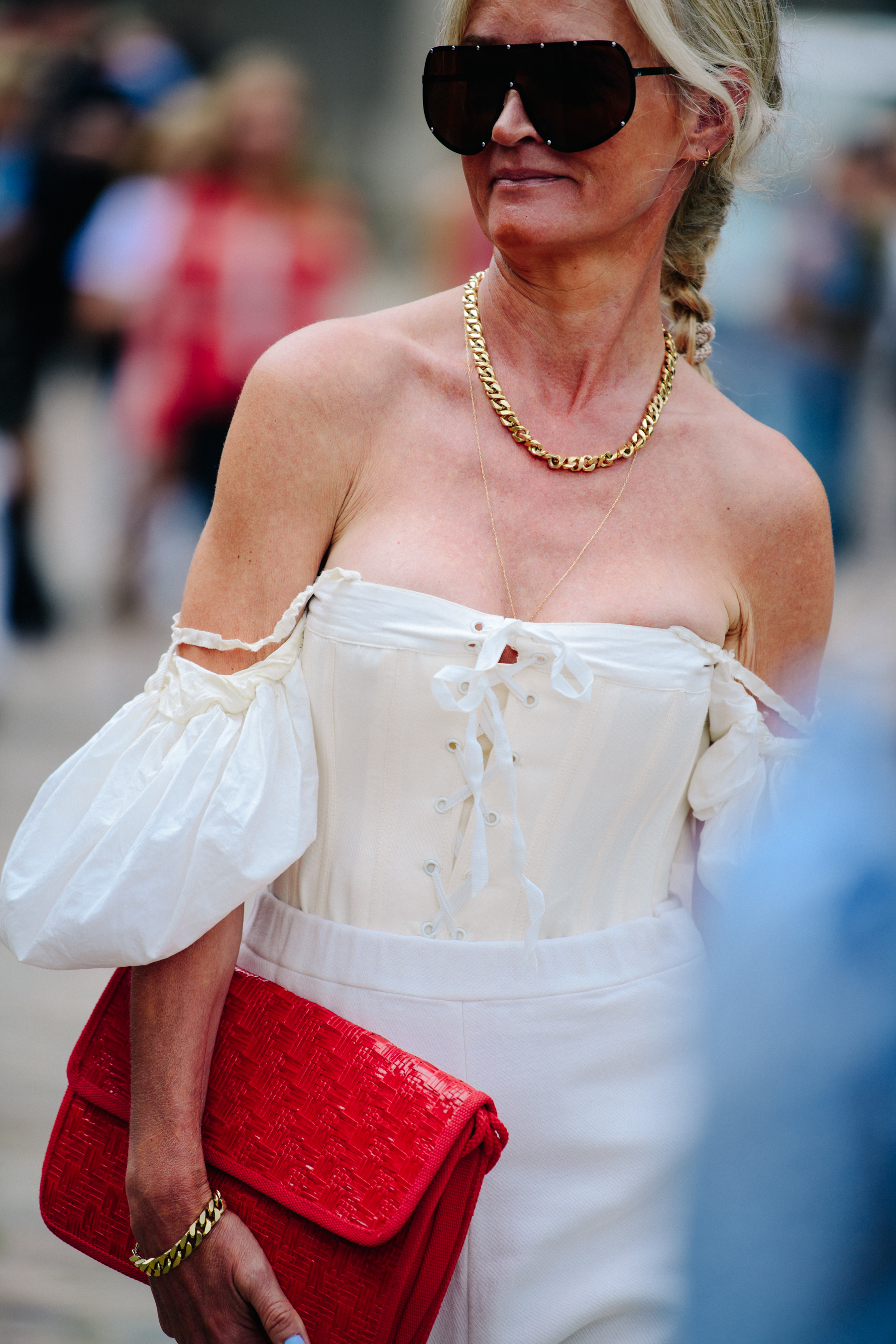 Woman wearing white dress