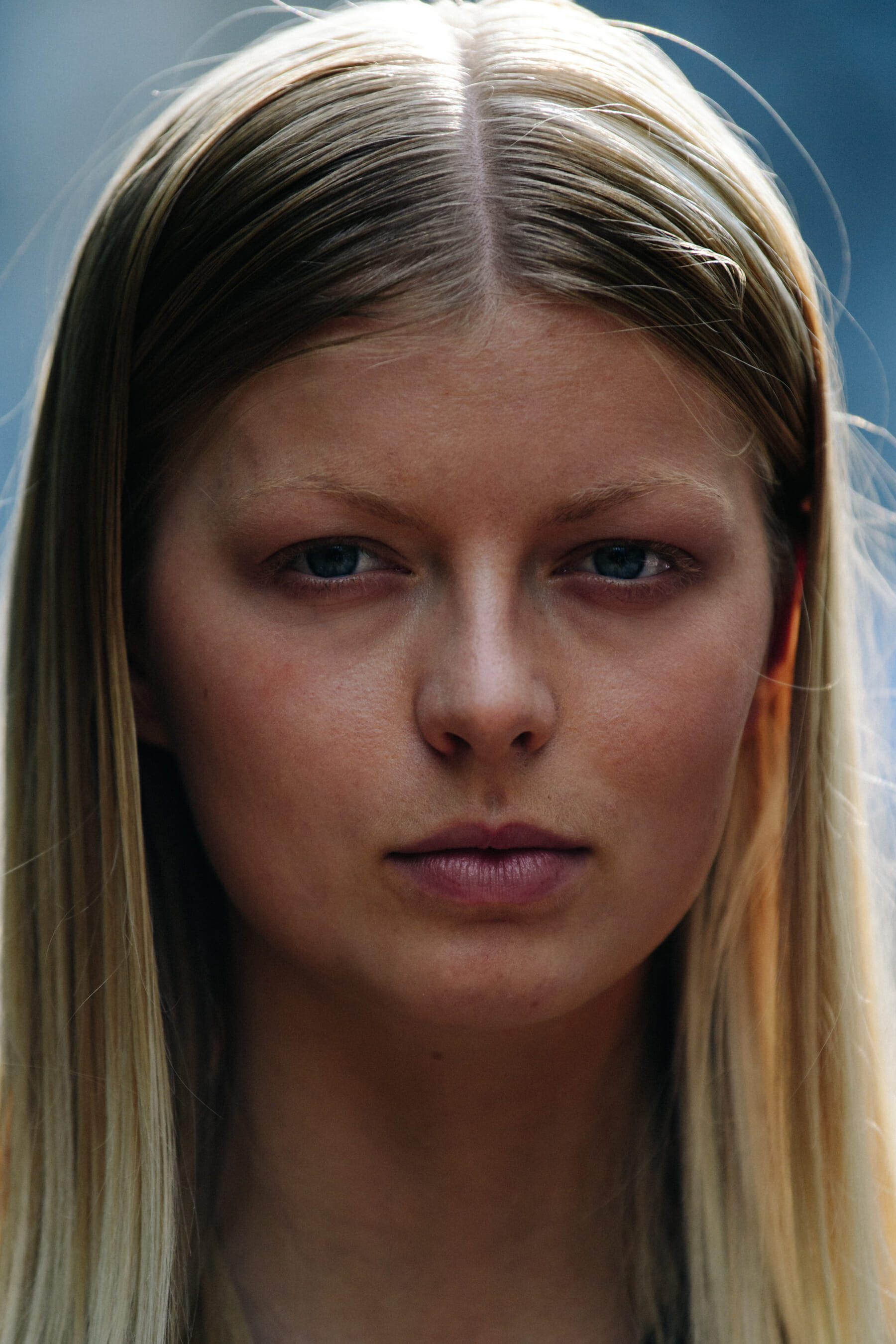 Portrait of woman with blue eyes