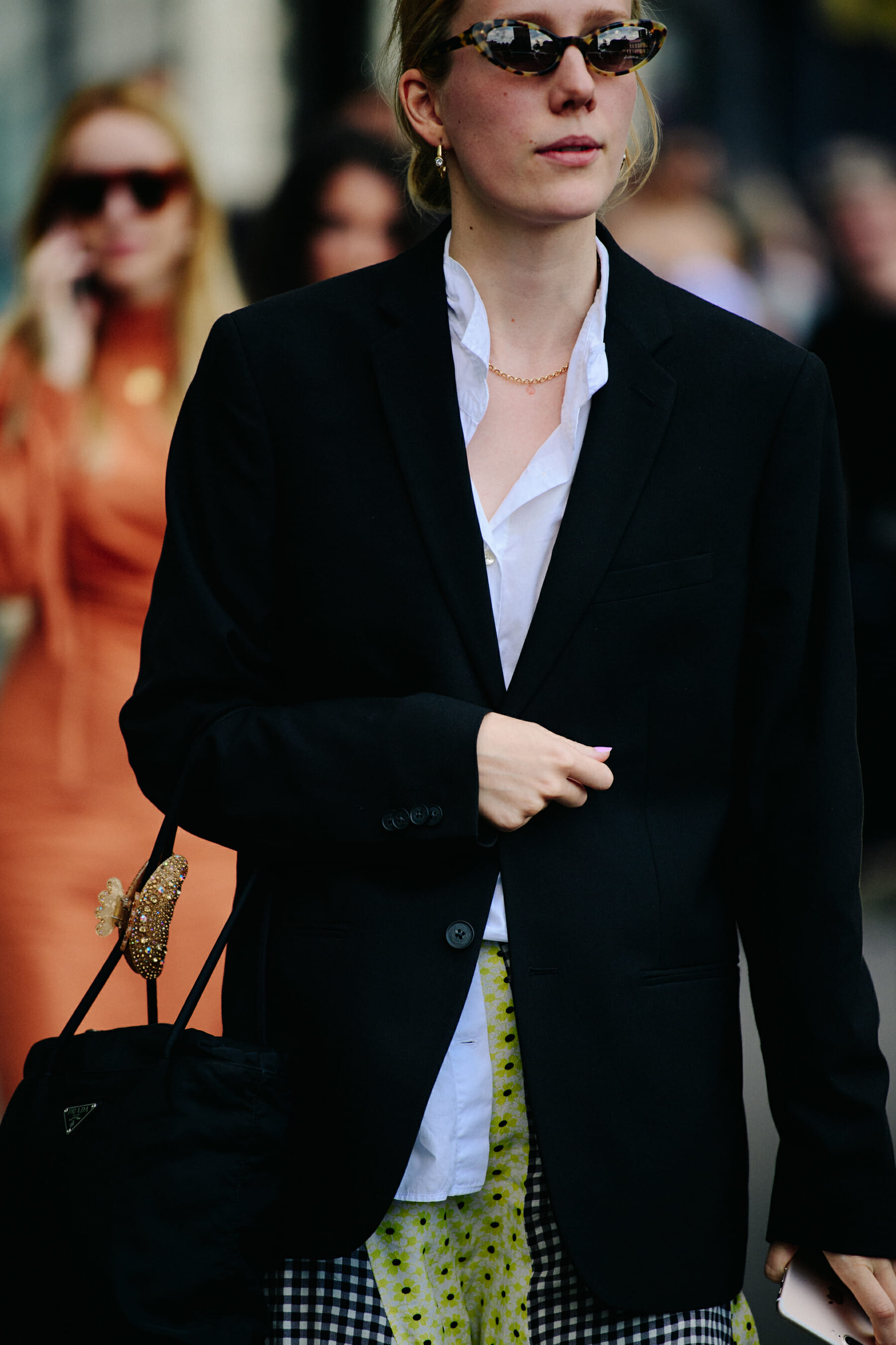 Woman wearing black blazer
