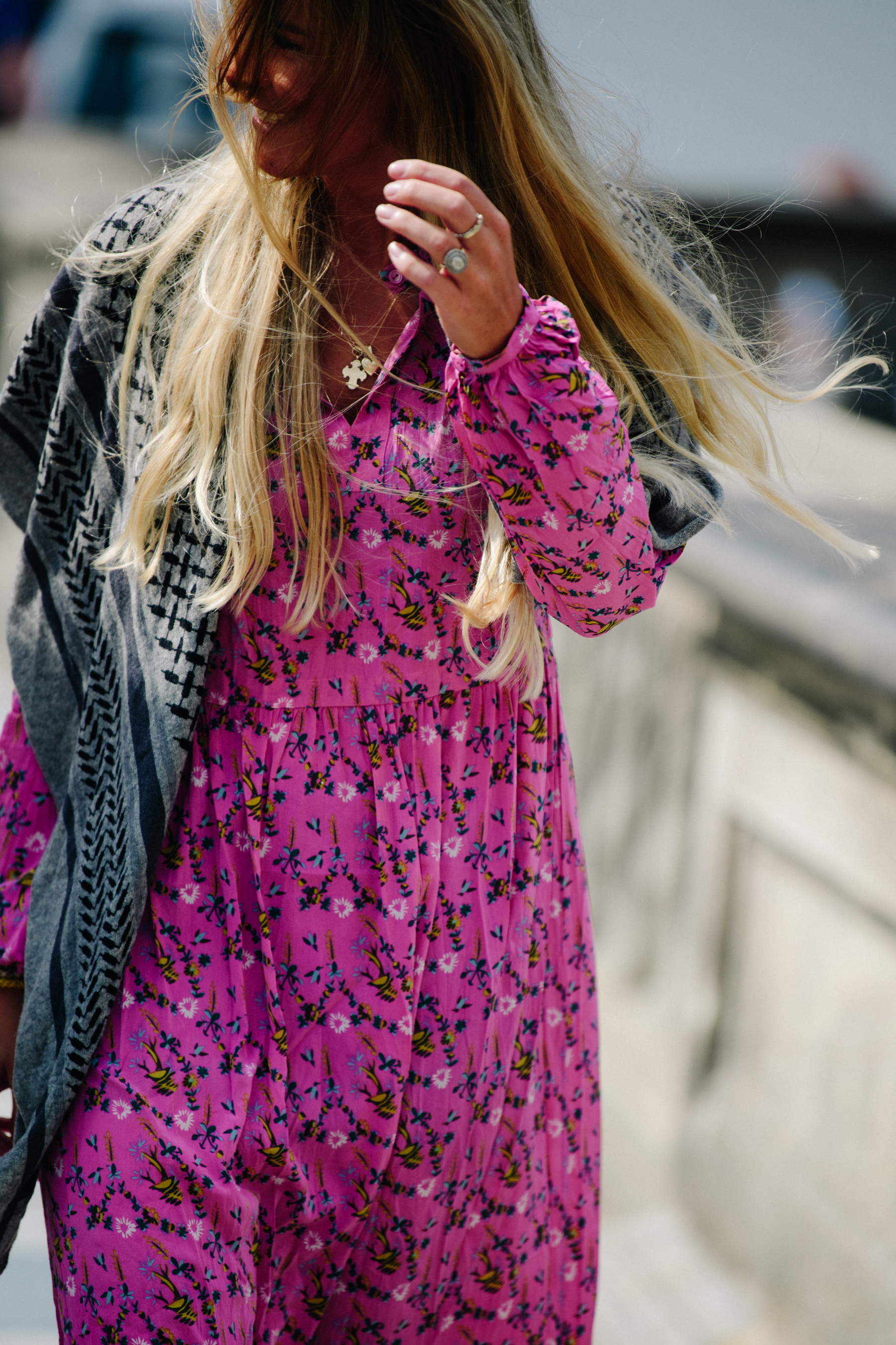 Woman wearing pink dress