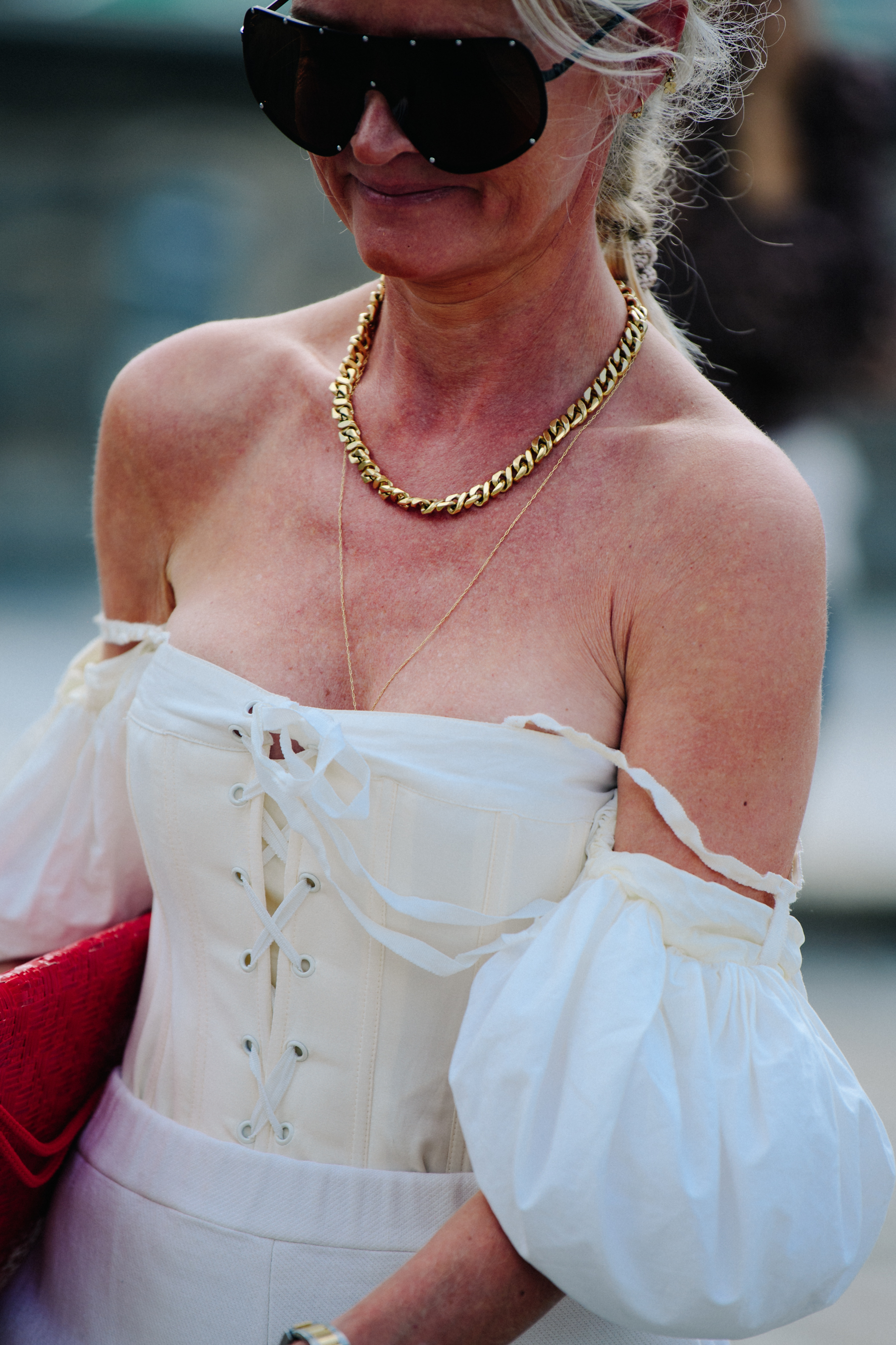 Woman wearing white dress