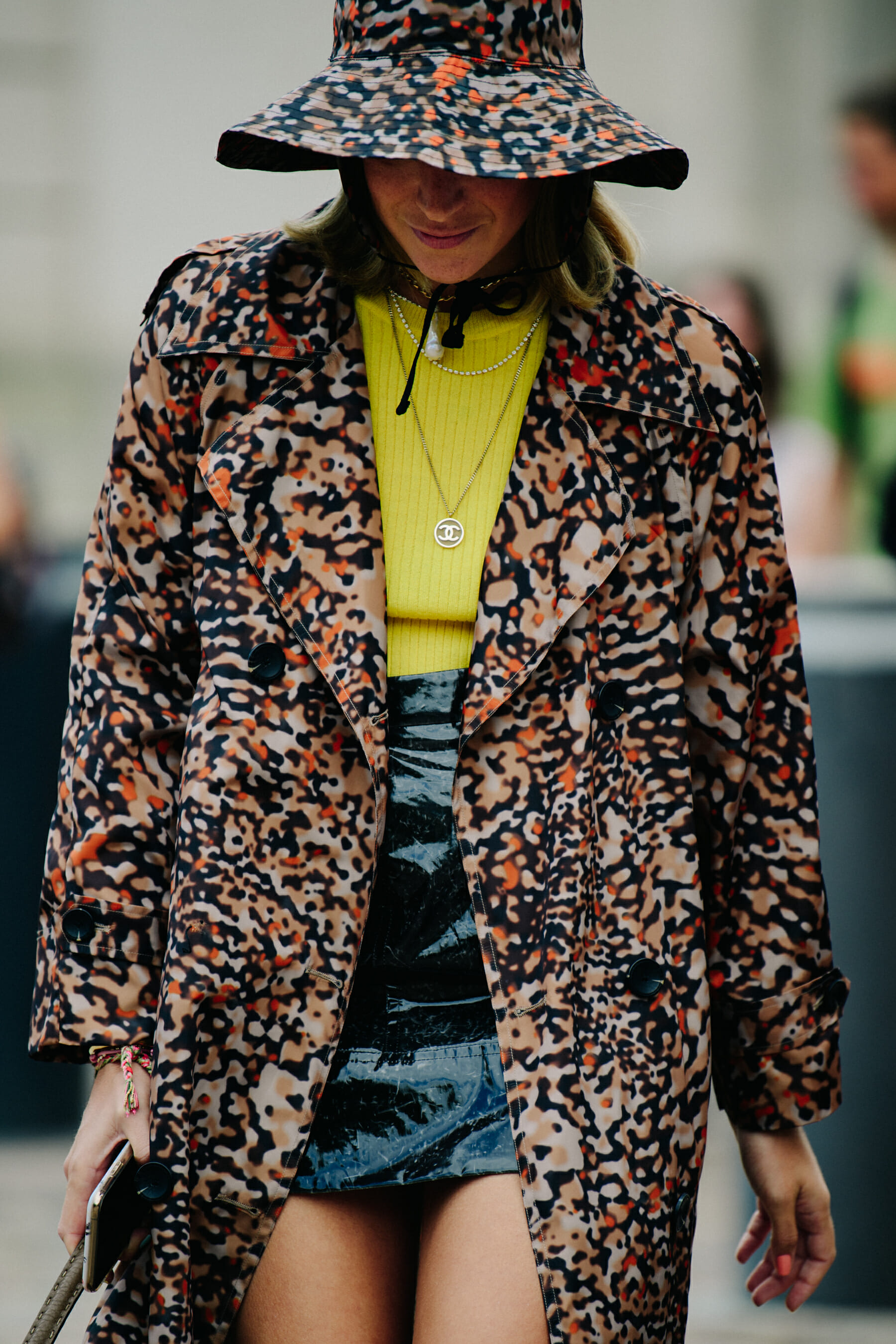 Woman wearing pattern outfit