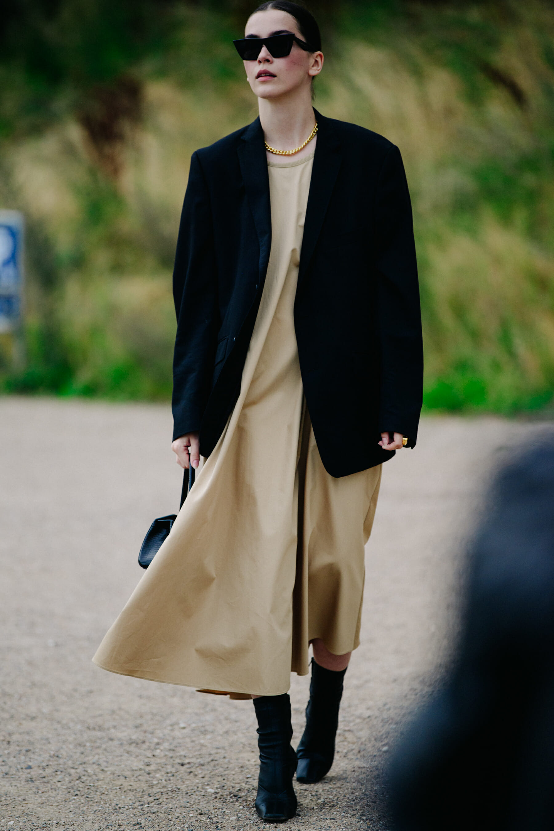 Woman wearing black blazer