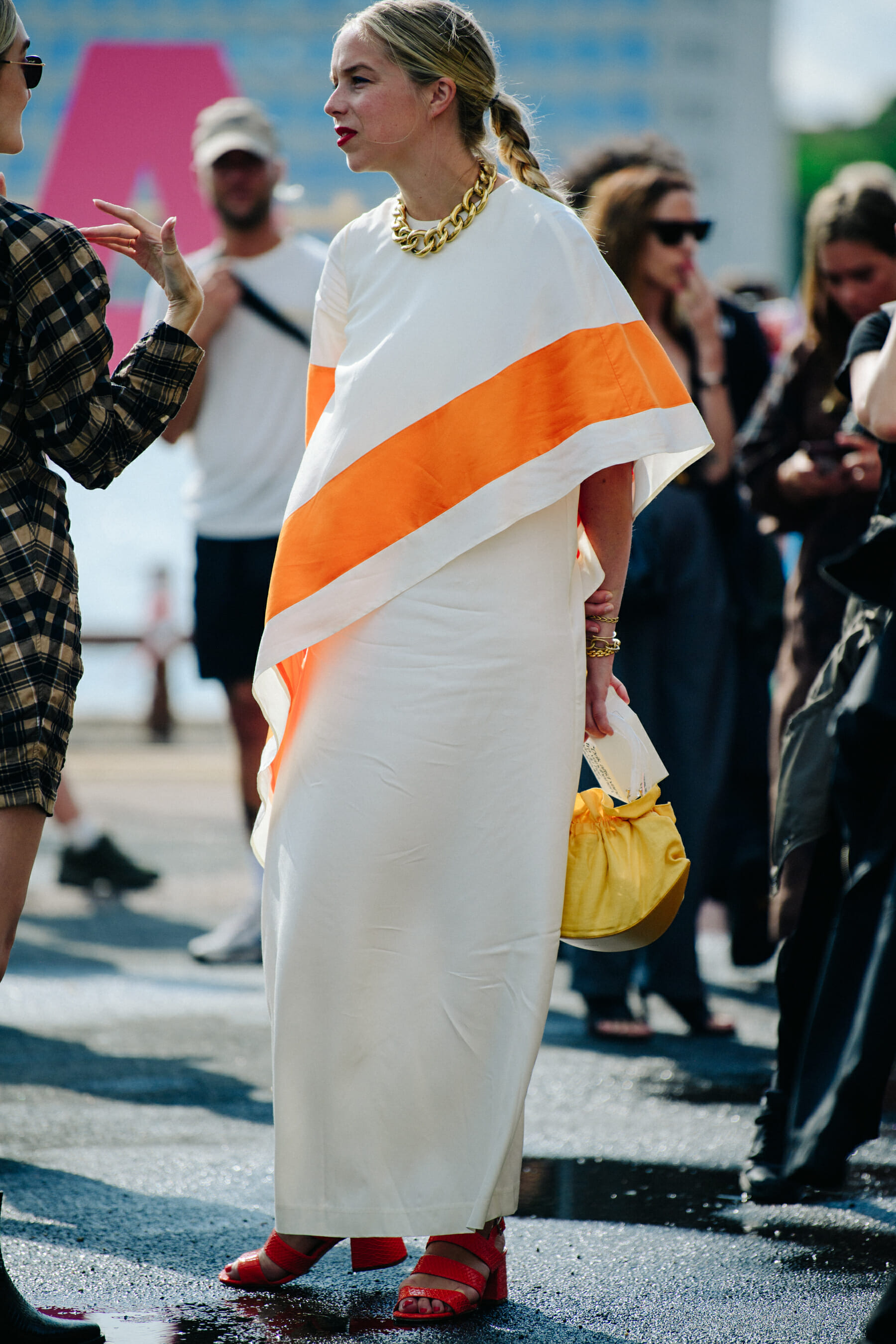 Woman wearing white dress