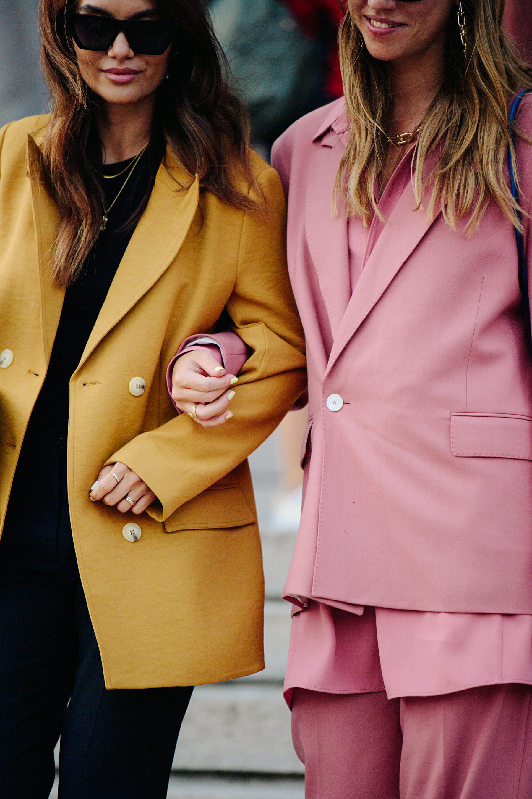 Woman wearing colourful blazers