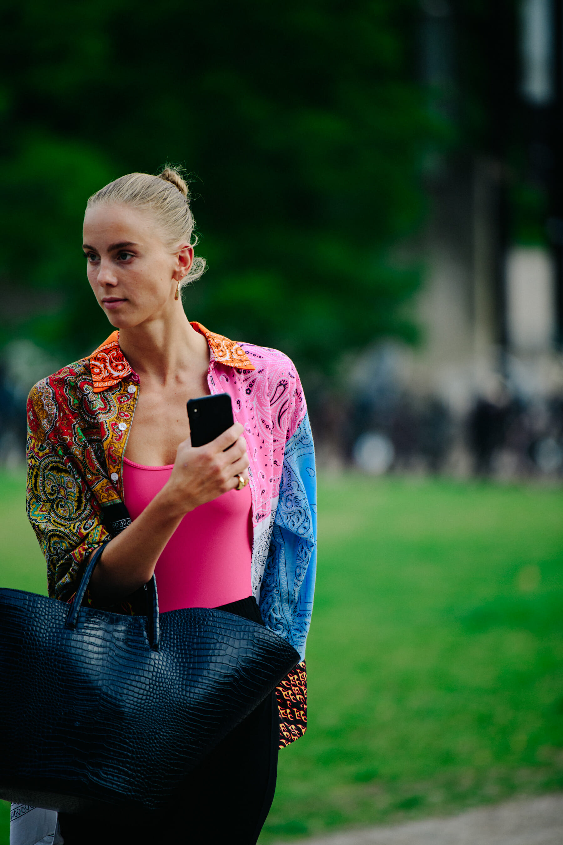 Woman wearing colourful top