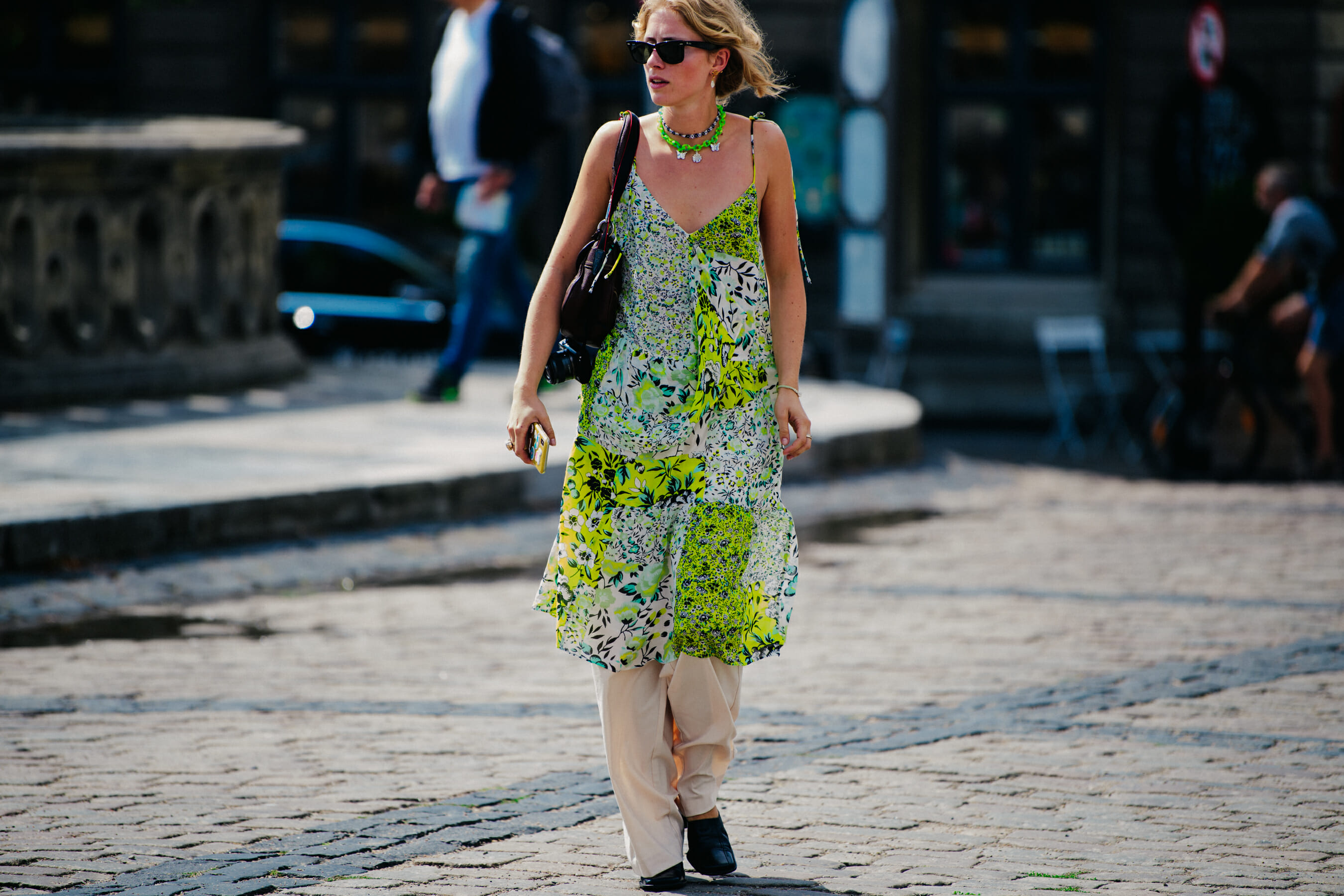 Woman wearing floral dress