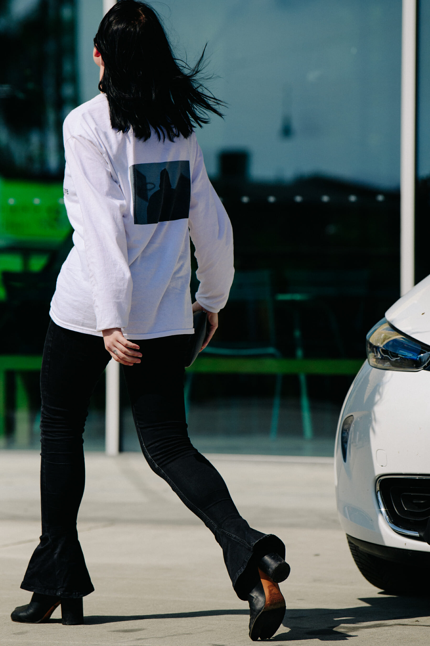 Woman wearing black jeans