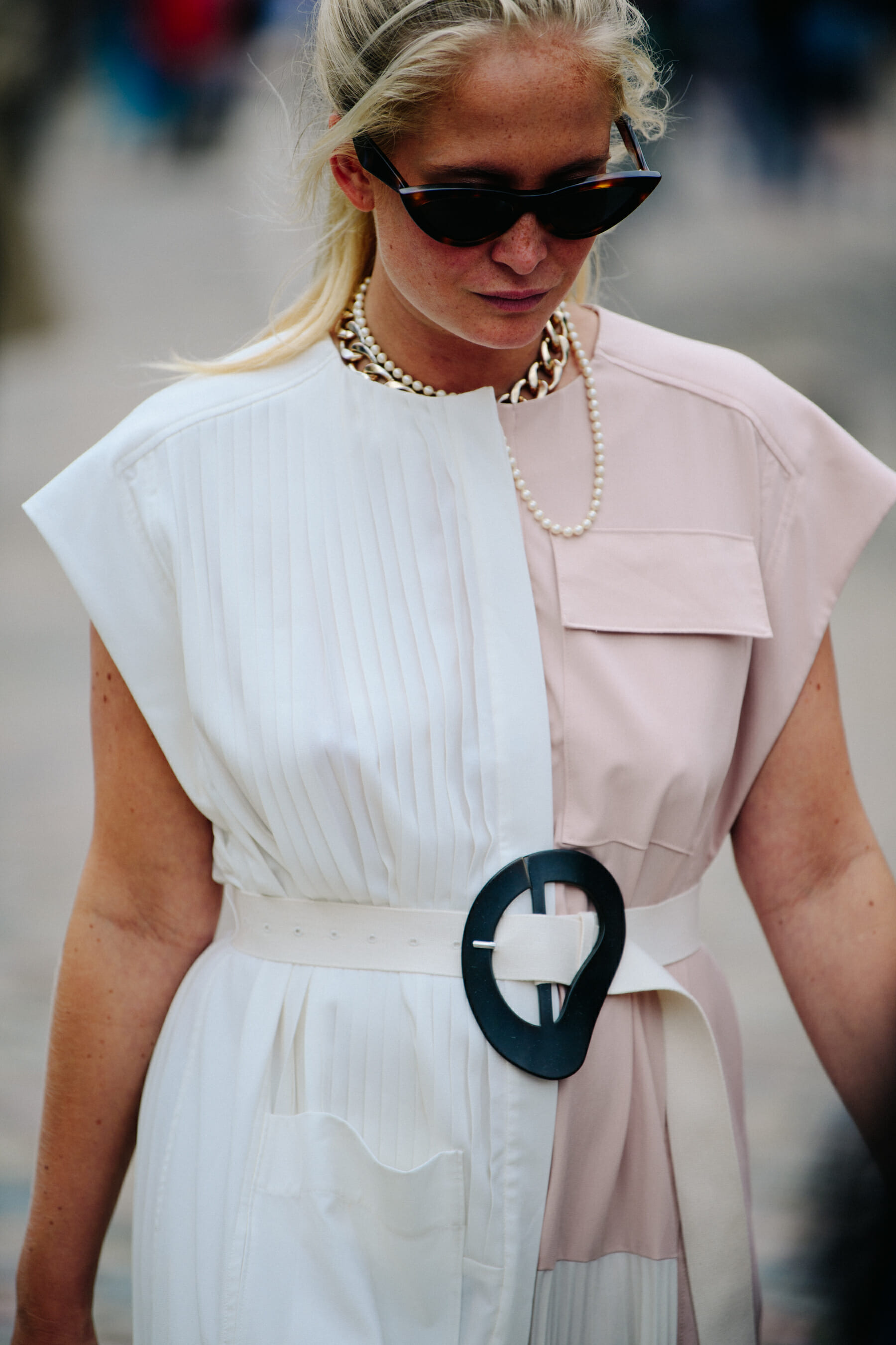 Woman wearing pink dress