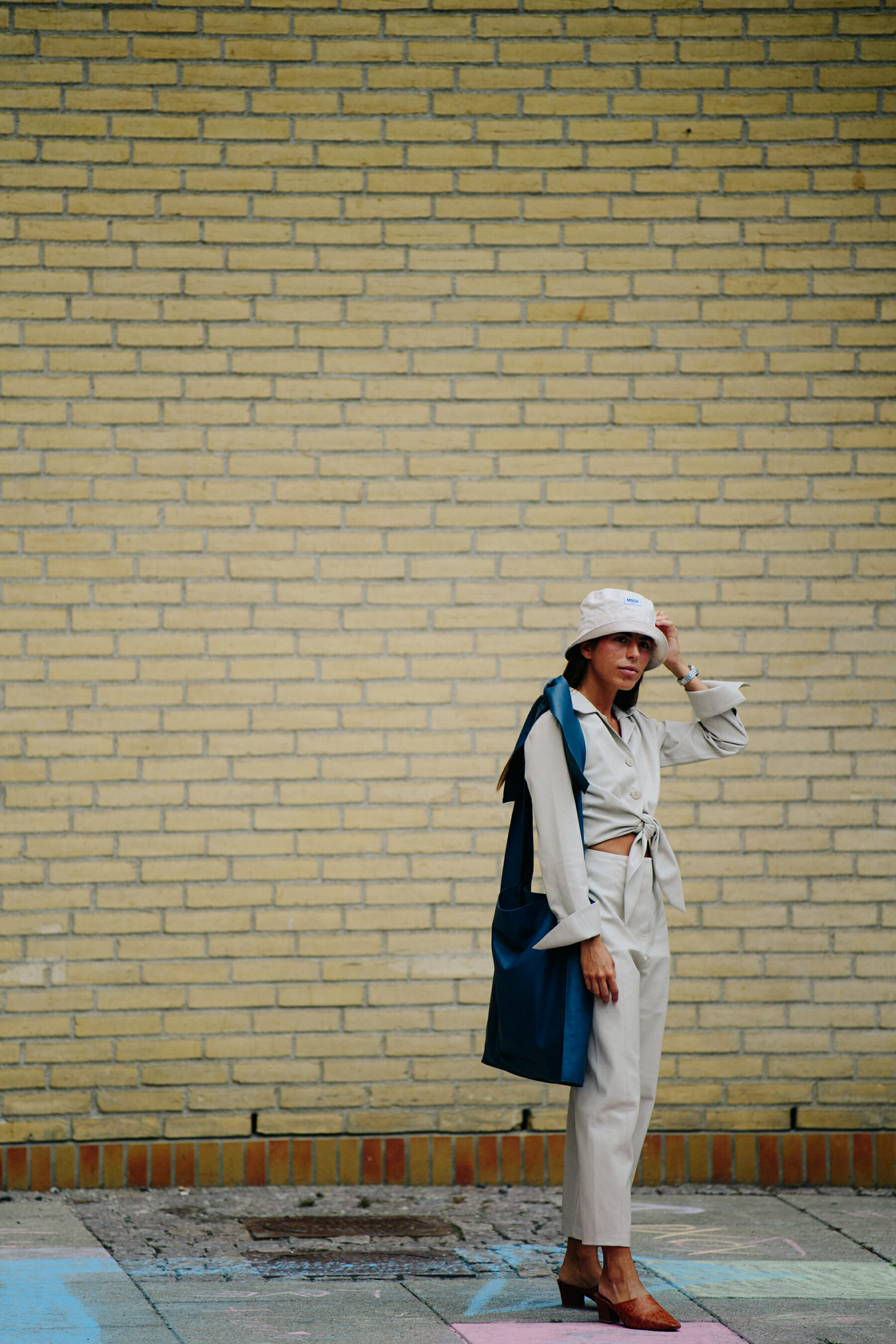 Woman wearing Loewe bag