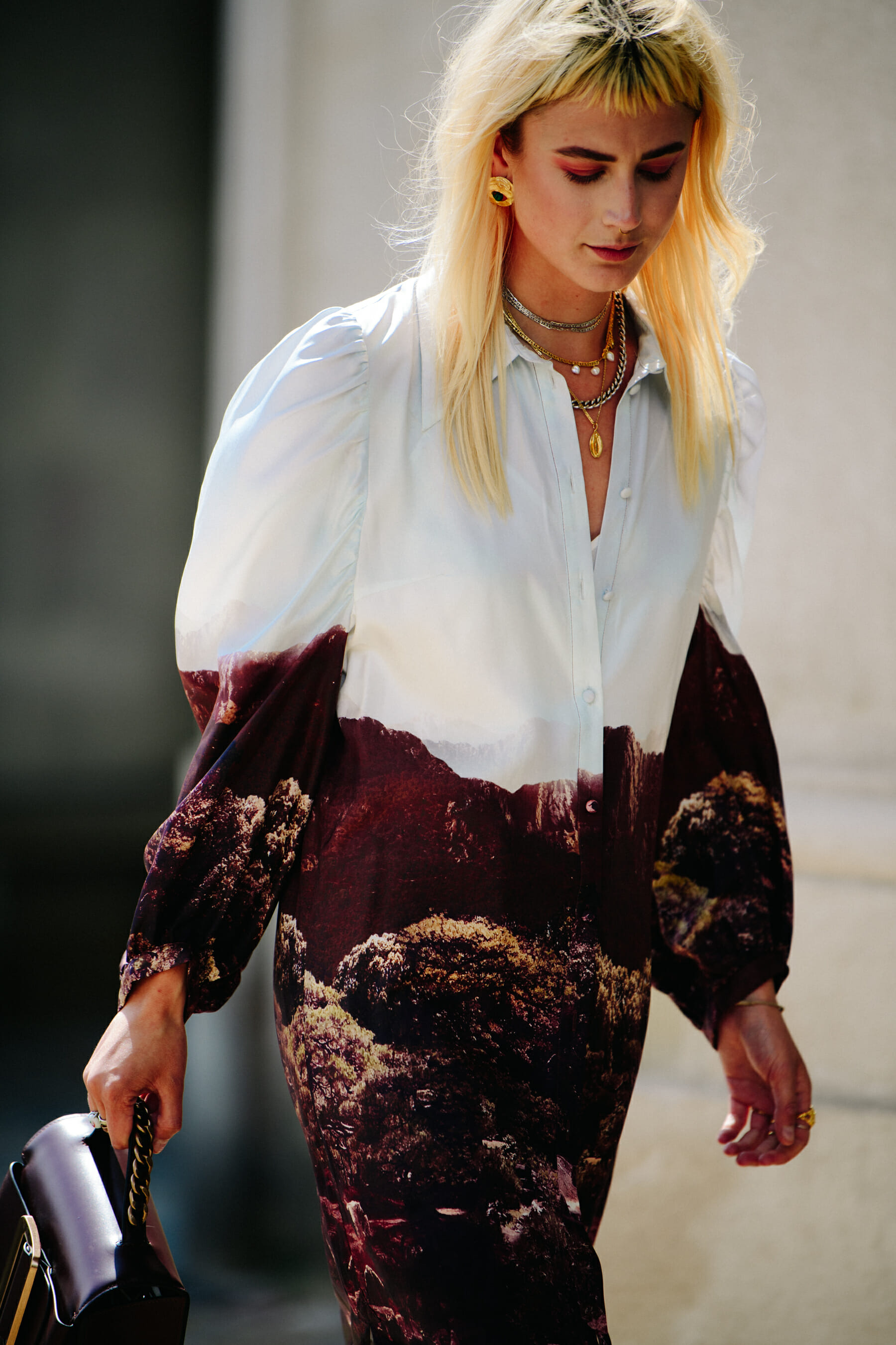 Woman wearing pattern shirt