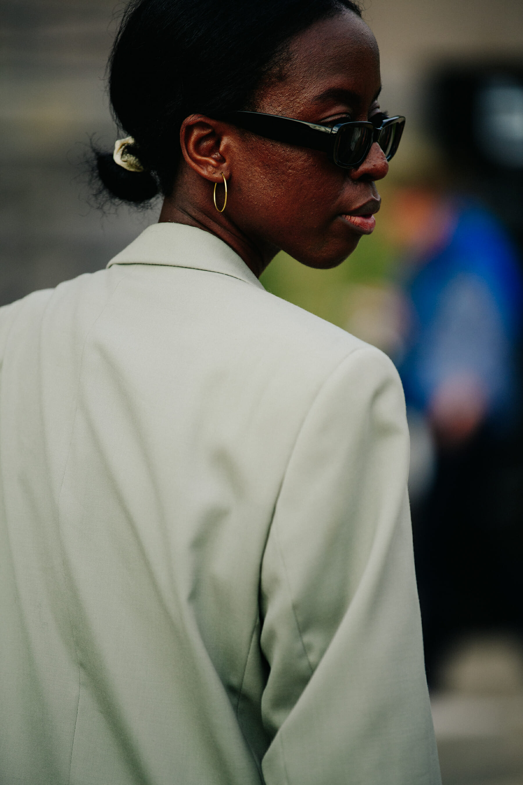 Woman wearing black sunglasses