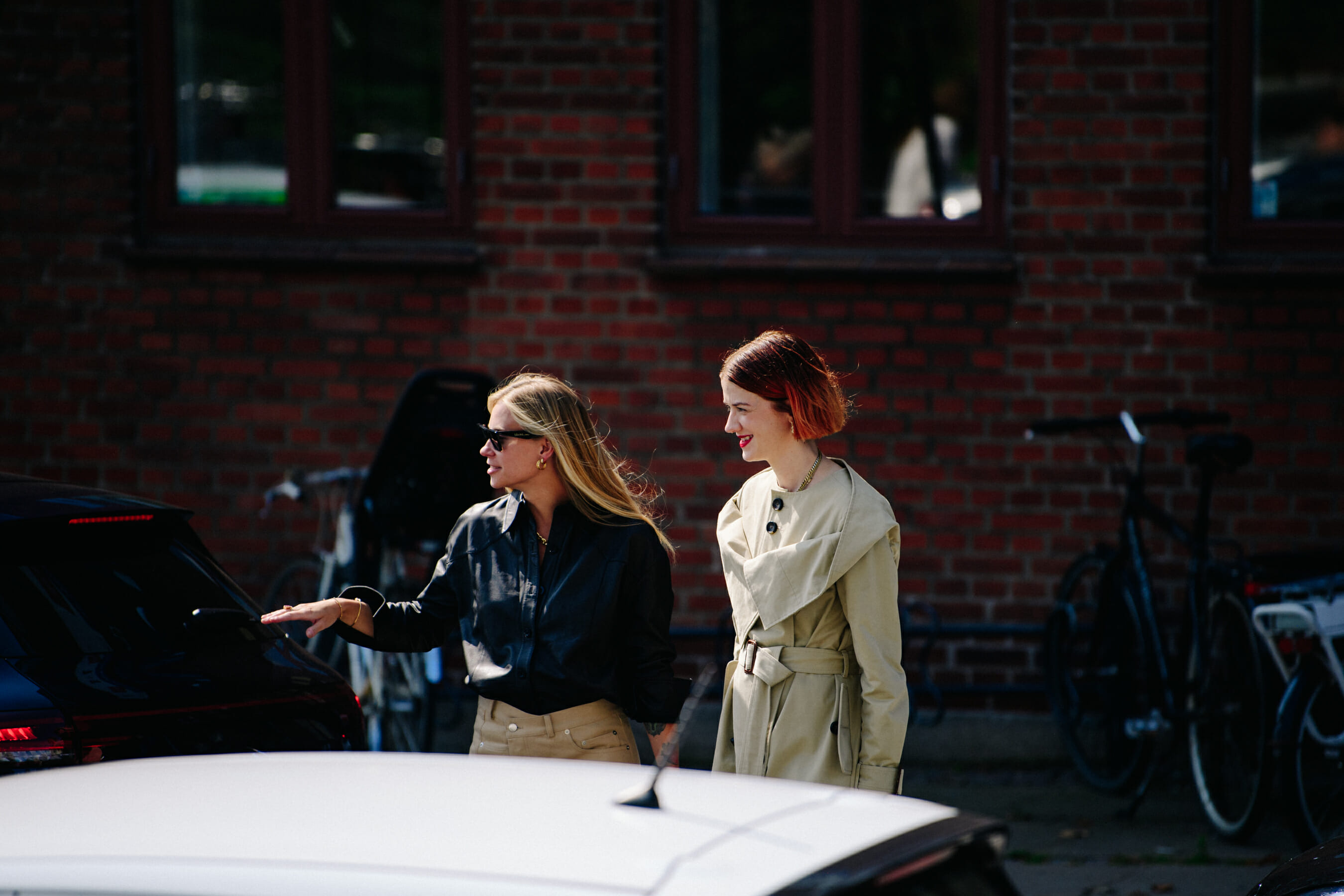 Two bloggers wearing tan